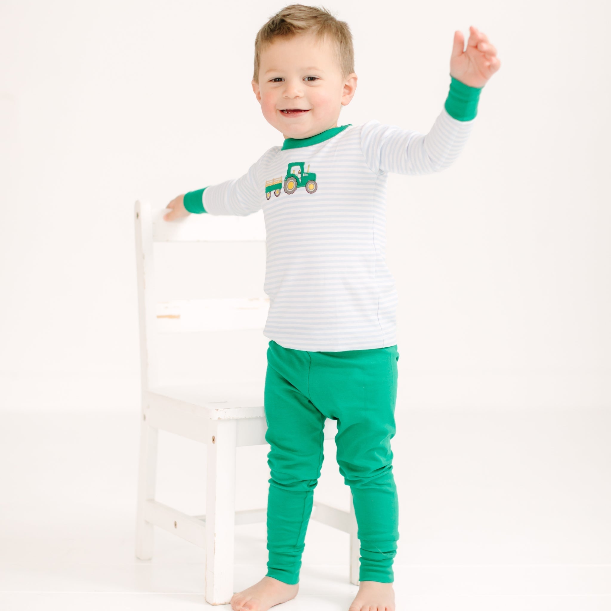 Little Farmer Applique Long Pajamas - Magnolia BabyLong Pajamas