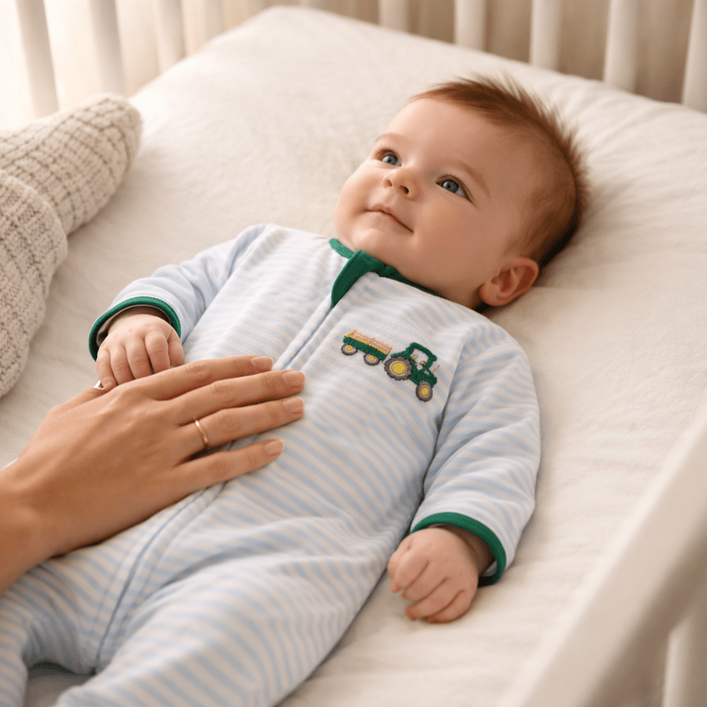 Little Farmer Applique Zip Footie - Magnolia BabyFootie