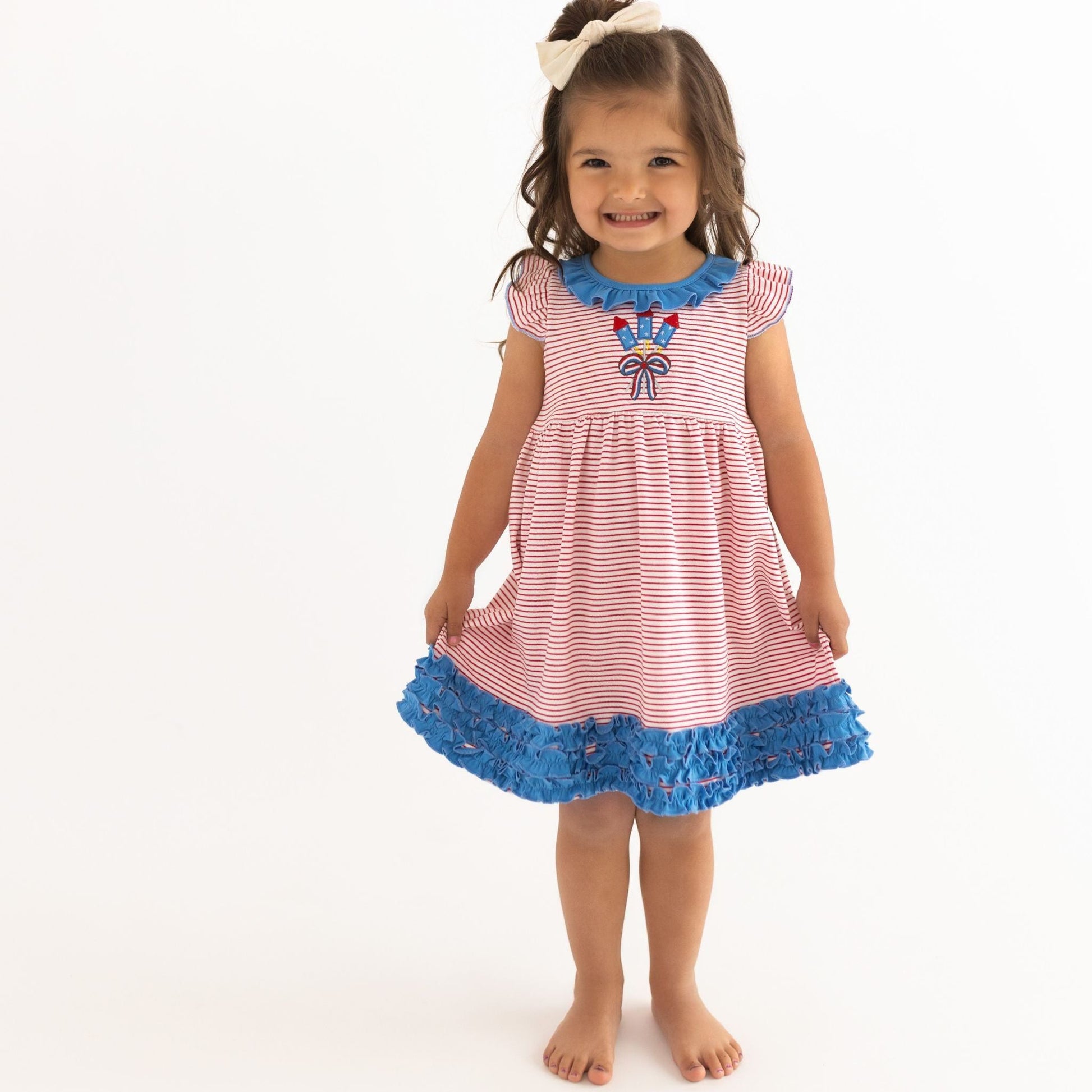 Little Firecracker Applique Flutters Dress - Magnolia BabyDress