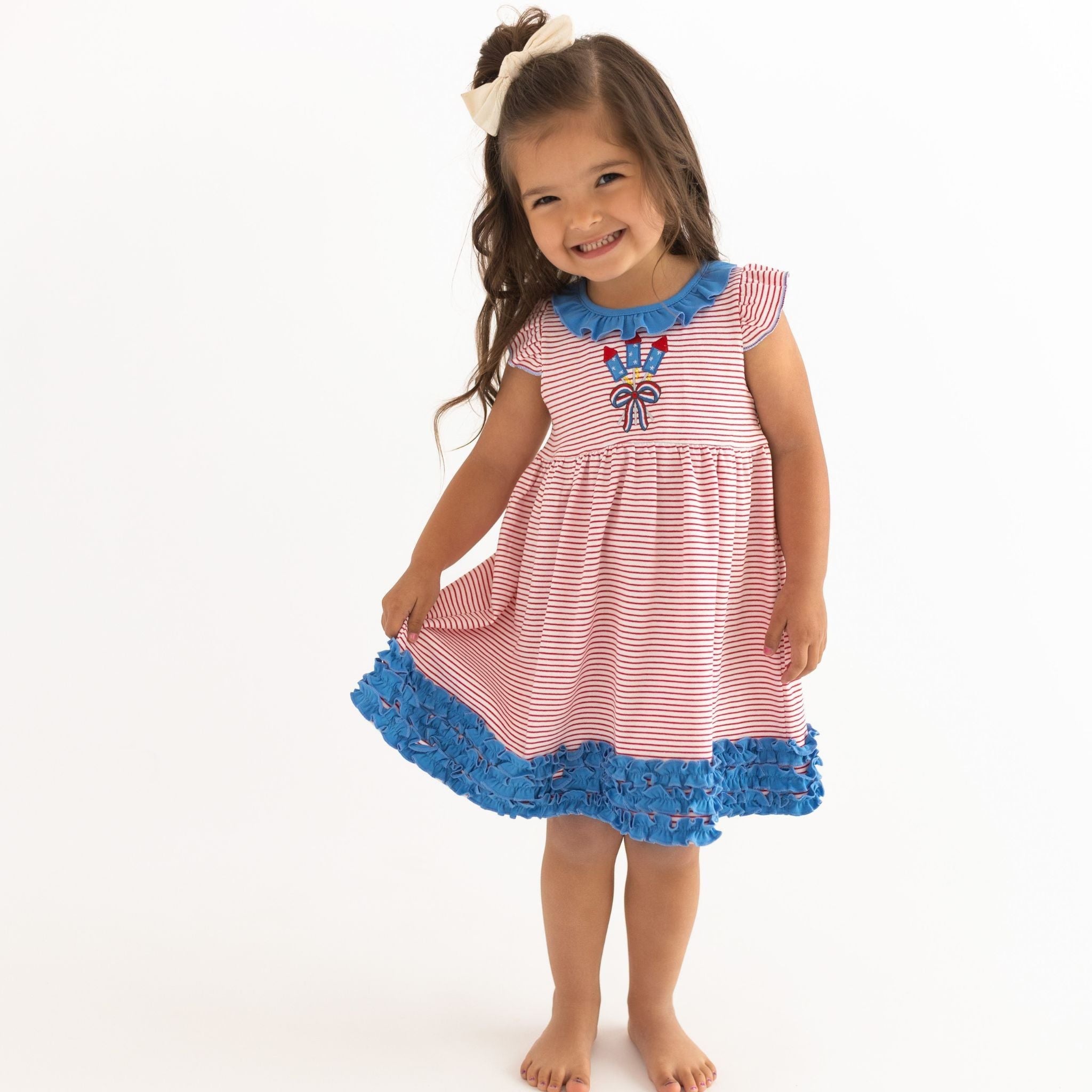 Little Firecracker Applique Flutters Dress - Magnolia BabyDress