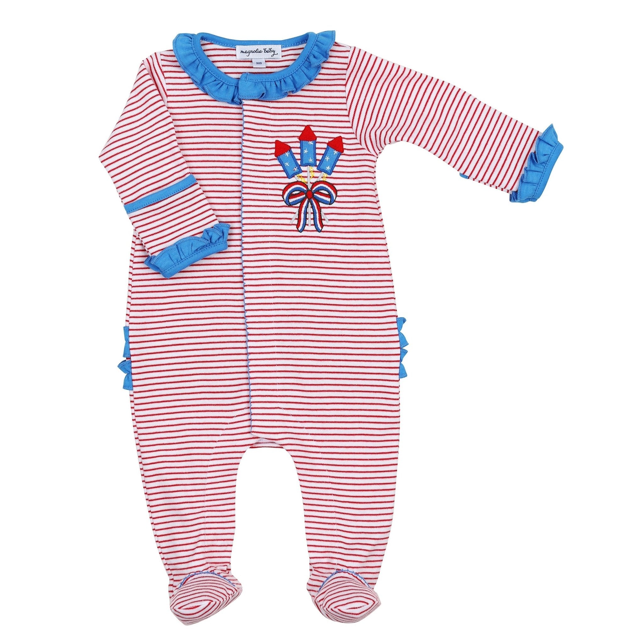 Little Firecracker Applique Ruffle Footie - Magnolia BabyFootie