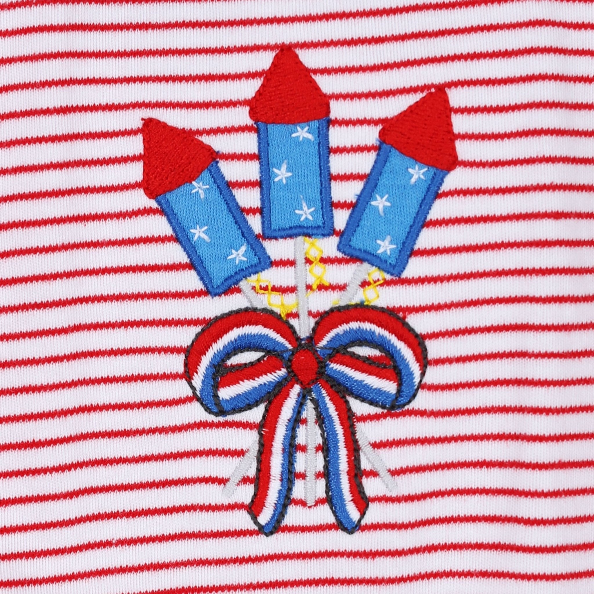 Little Firecracker Applique Ruffle Long Pajamas - Magnolia BabyLong Pajamas