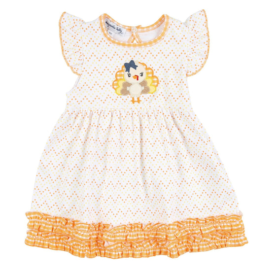 Little Gobbler Applique Flutters Dress - Magnolia BabyDress