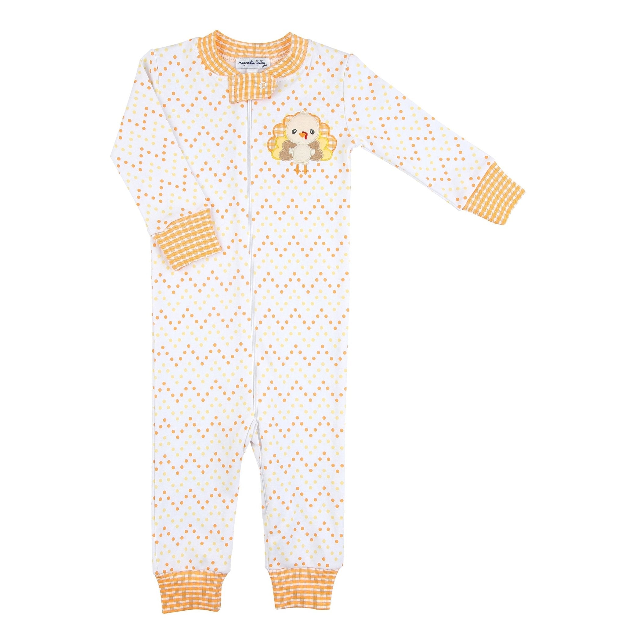 Little Gobbler Applique Zip Pajamas - Magnolia BabyZipper Pajamas