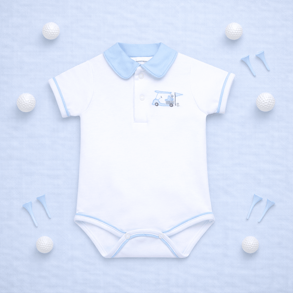 Little Golfer Collared Bodysuit - Light Blue - Magnolia BabyBodysuit