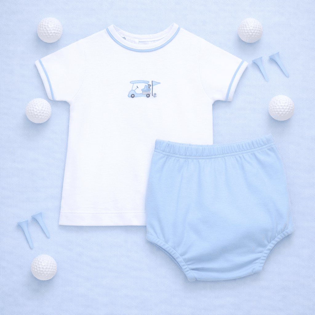 Little Golfer Diaper Cover Set - Light Blue - Magnolia BabyDiaper Cover