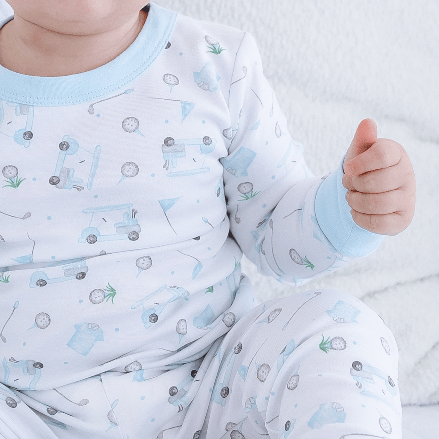 Little Golfer Long Pajamas - Light Blue - Magnolia BabyLong Pajamas