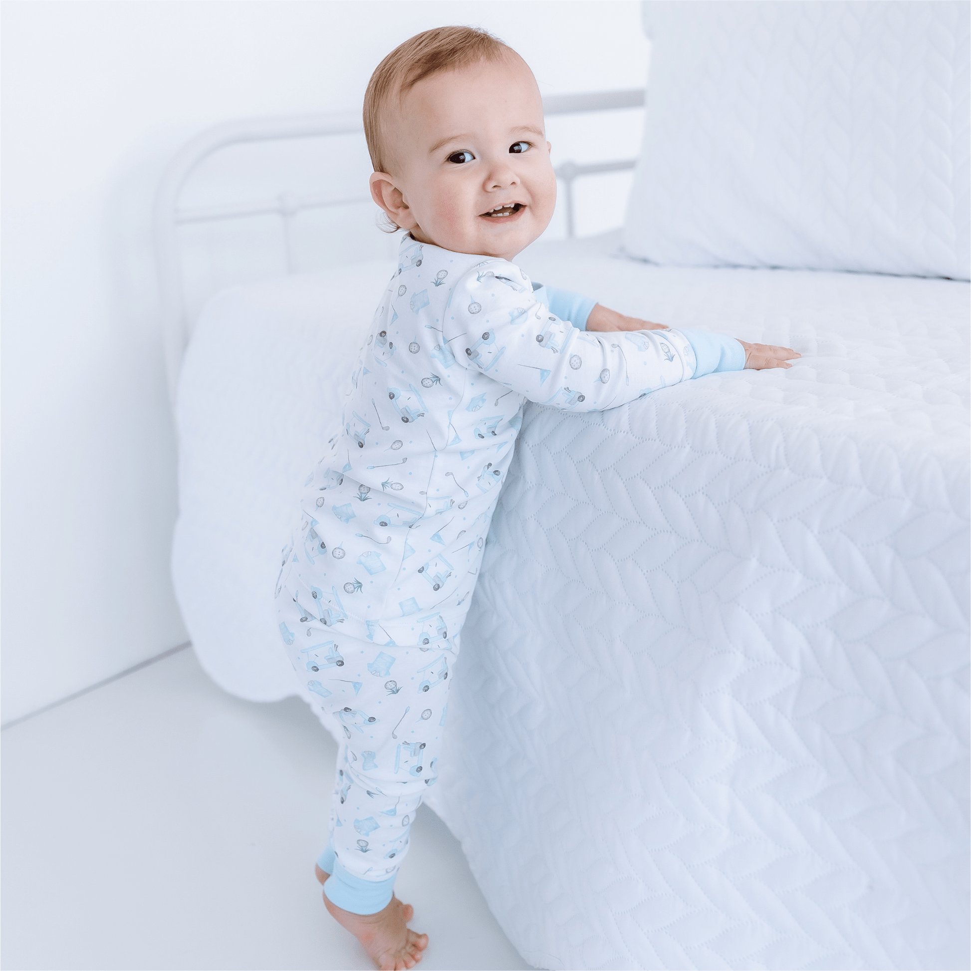 Little Golfer Long Pajamas - Light Blue - Magnolia BabyLong Pajamas