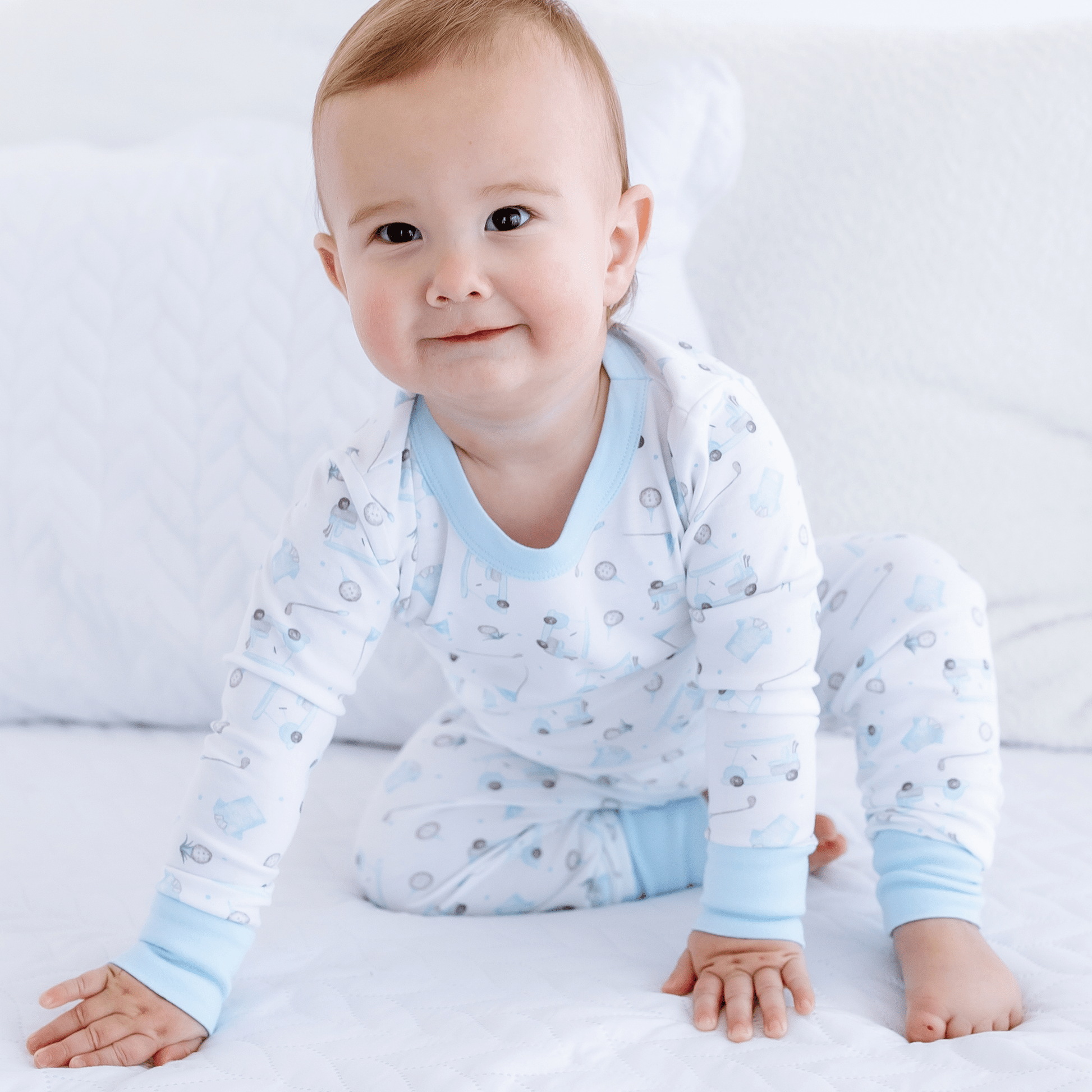 Little Golfer Long Pajamas - Light Blue - Magnolia BabyLong Pajamas