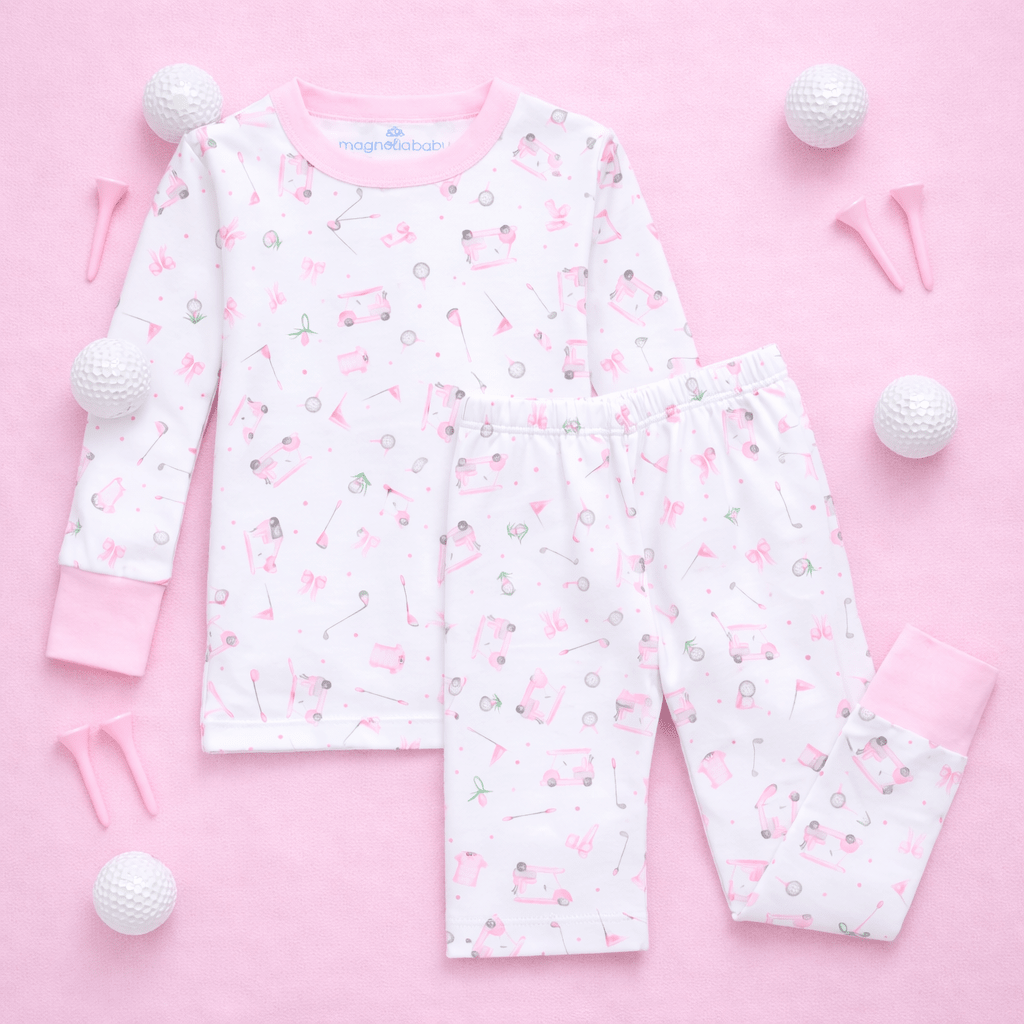 Little Golfer Long Pajamas - Pink - Magnolia BabyLong Pajamas