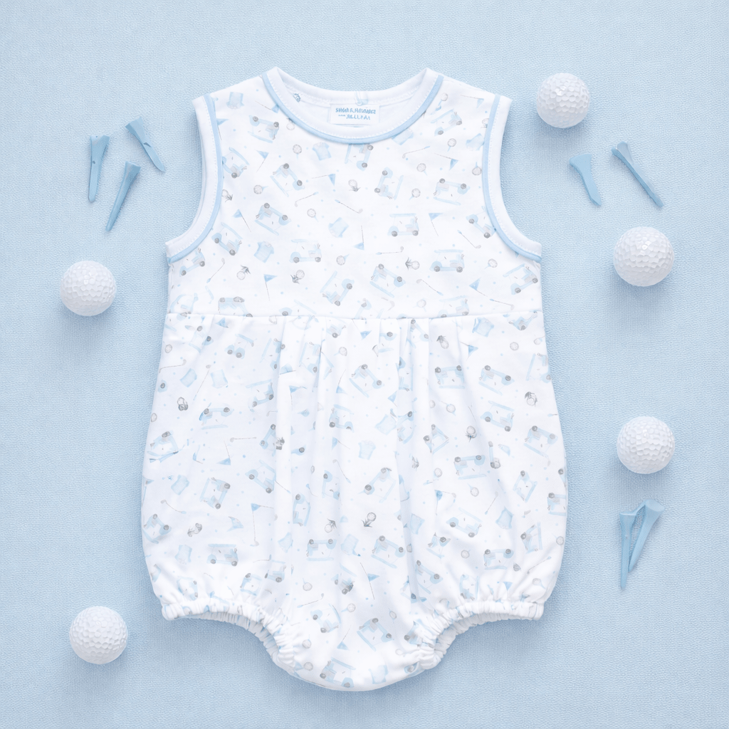 Little Golfer Print Bubble - Light Blue - Magnolia BabyBubble