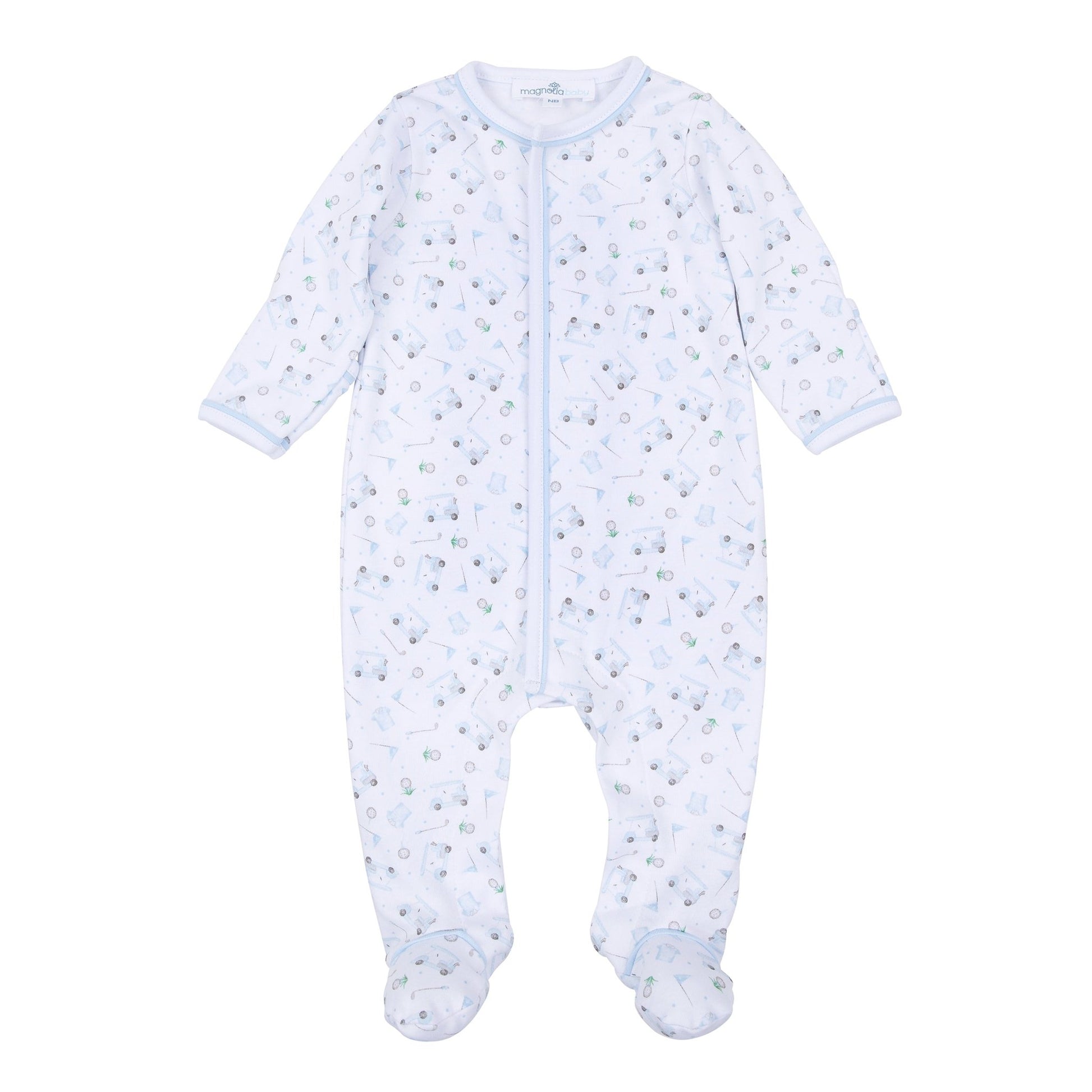Little Golfer Print Footie - Light Blue - Magnolia BabyFootie