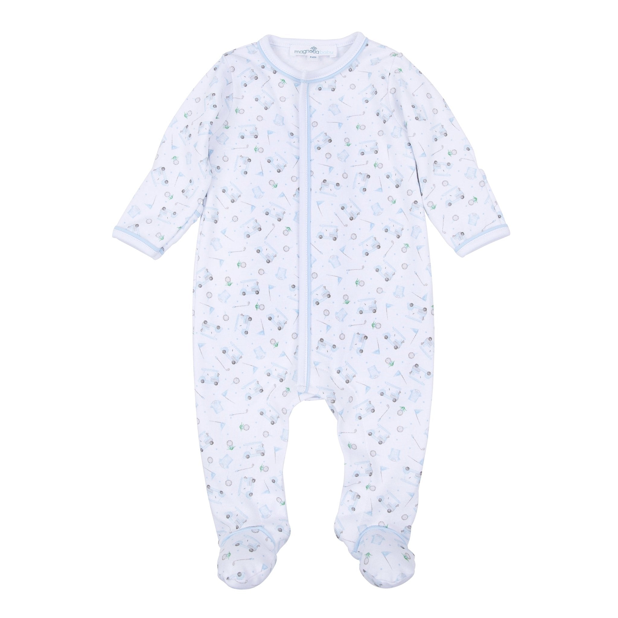 Little Golfer Print Footie - Light Blue - Magnolia BabyFootie