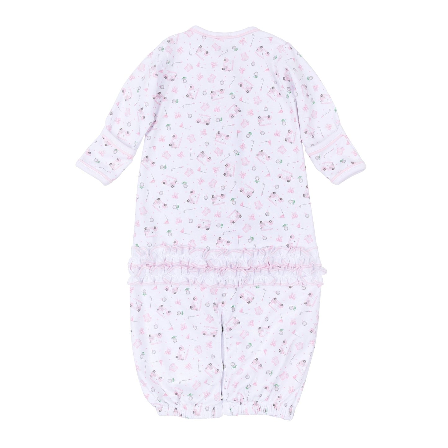 Little Golfer Print Ruffle Converter - Pink - Magnolia BabyConverter Gown