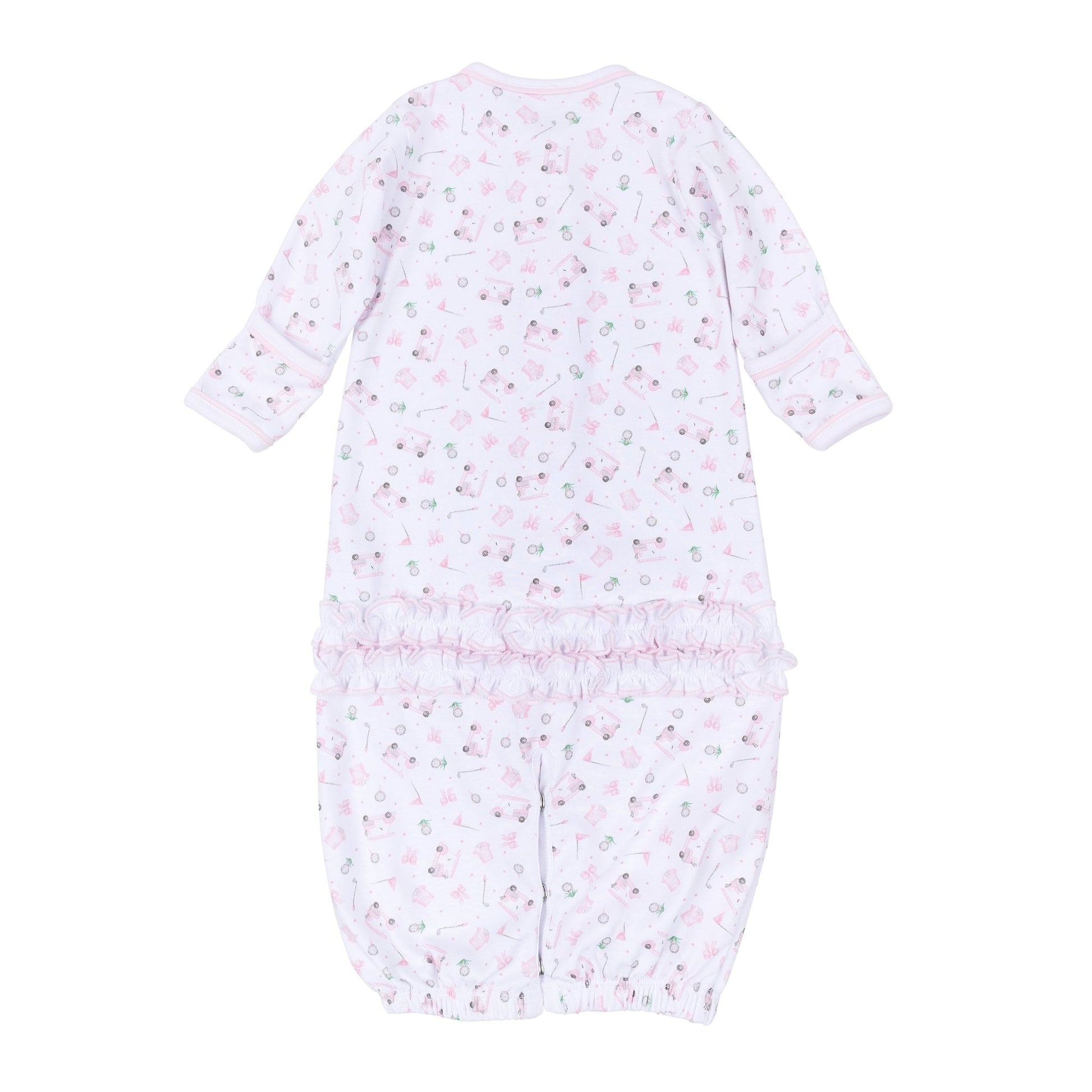 Little Golfer Print Ruffle Converter - Pink - Magnolia BabyConverter Gown