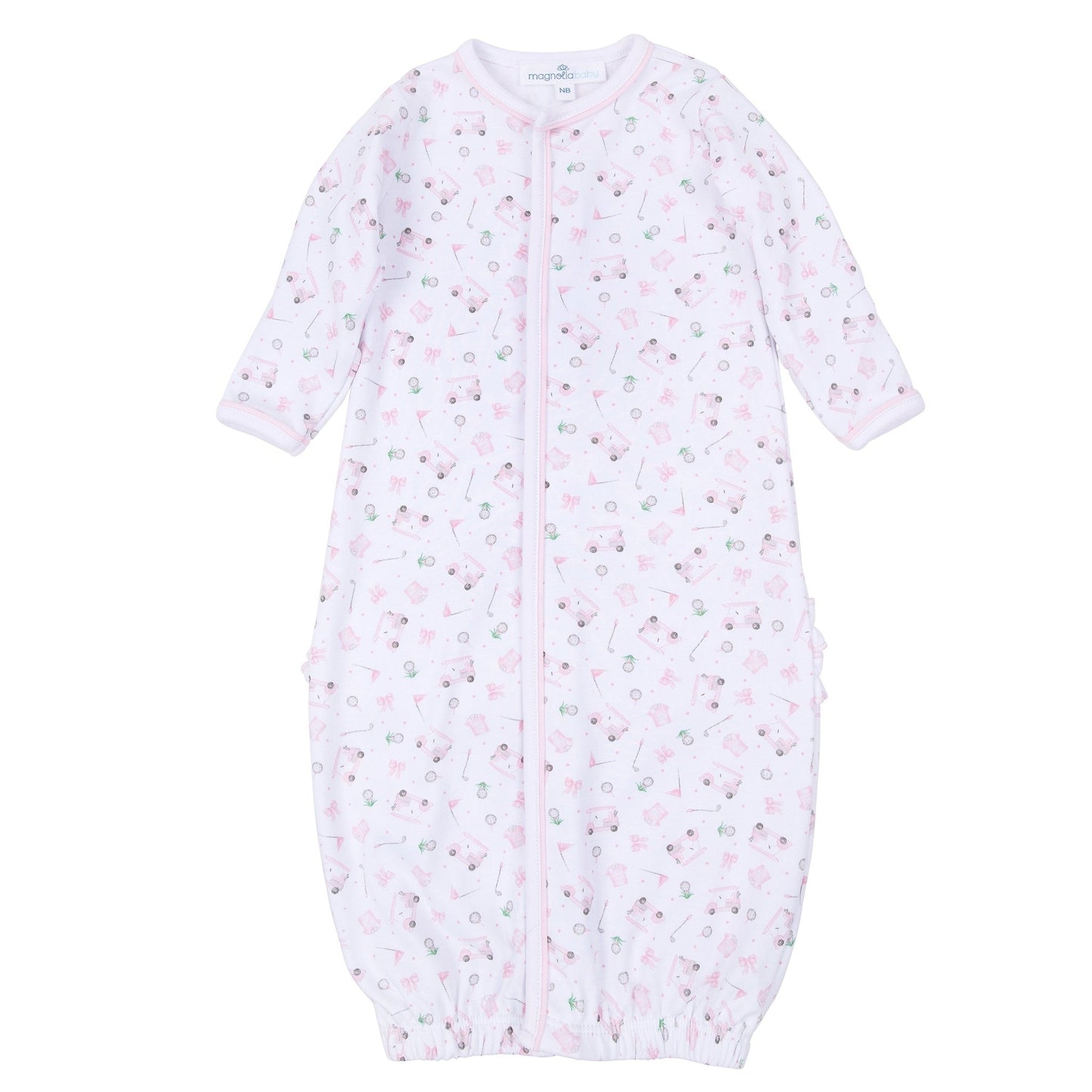 Little Golfer Print Ruffle Converter - Pink - Magnolia BabyConverter Gown