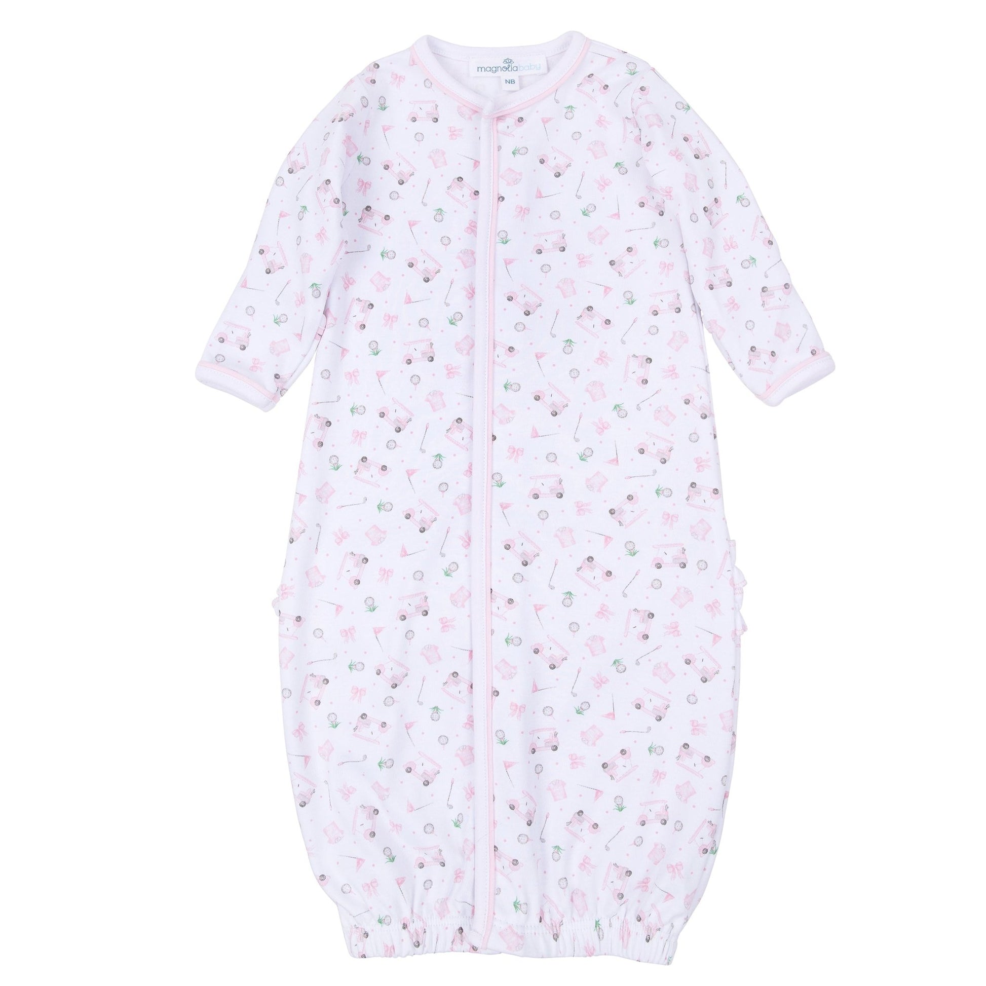 Little Golfer Print Ruffle Converter - Pink - Magnolia BabyConverter Gown