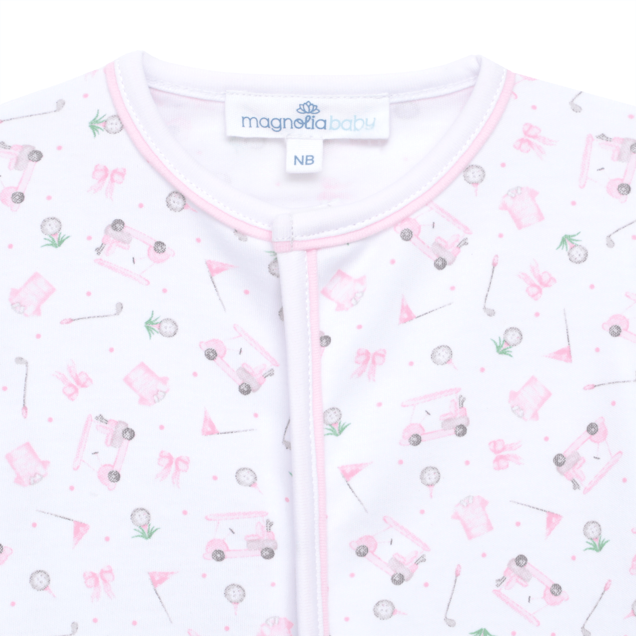 Little Golfer Print Ruffle Footie - Pink - Magnolia BabyFootie