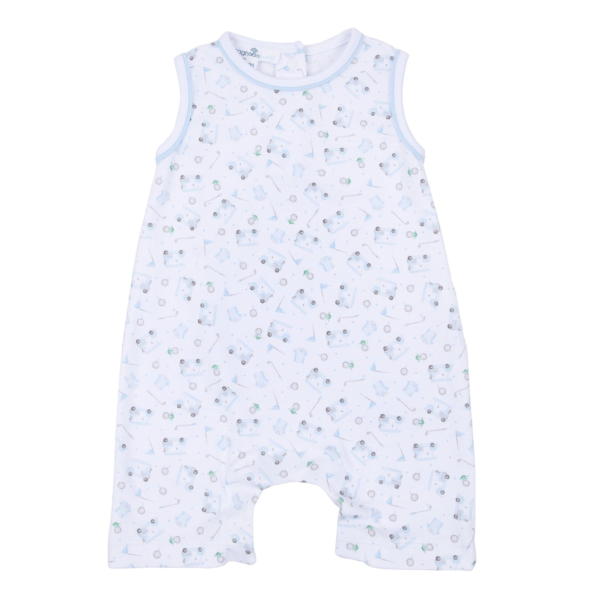 Little Golfer Print Short Playsuit - Light Blue - Magnolia BabyShort Playsuit
