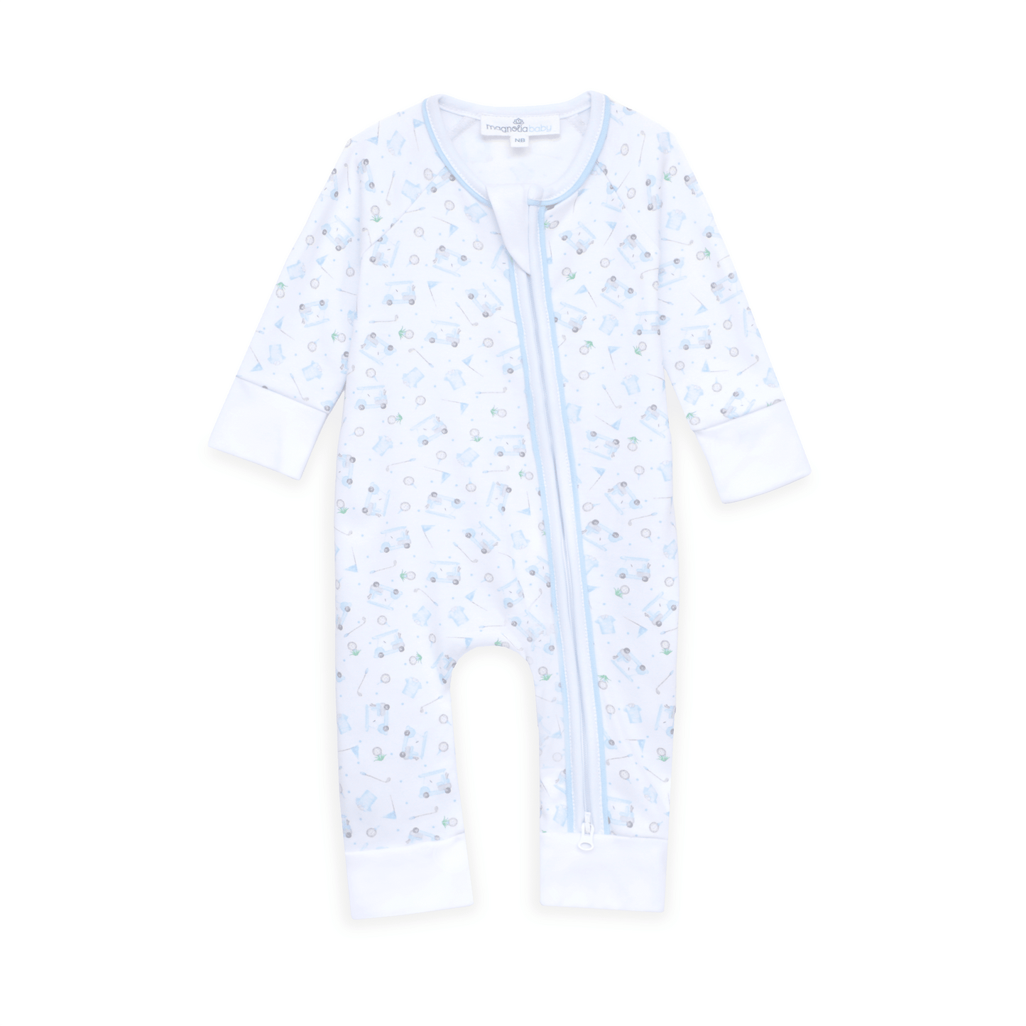Little Golfer Print Zip Playsuit - Light Blue - Magnolia BabyPlaysuit