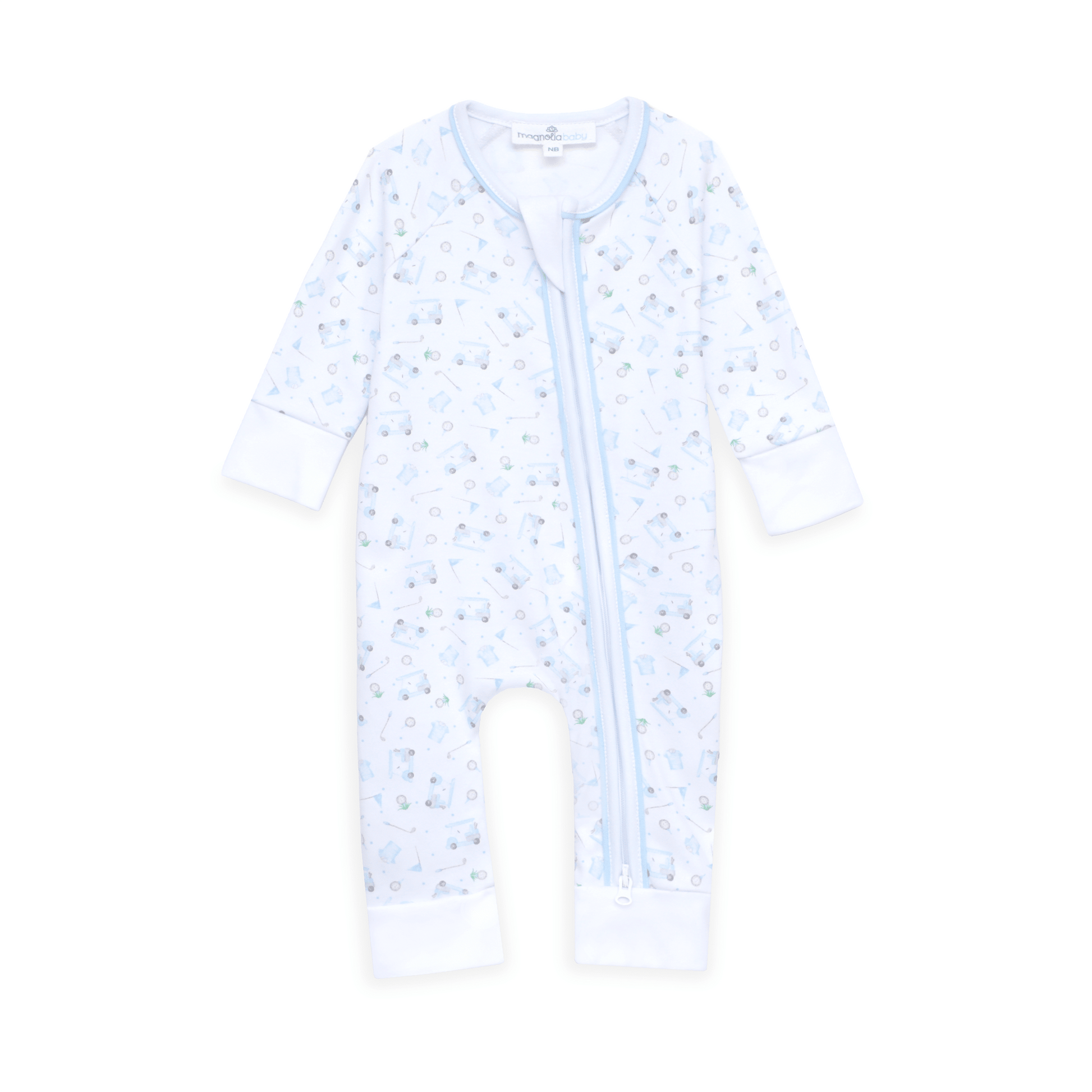 Little Golfer Print Zip Playsuit - Light Blue - Magnolia BabyPlaysuit