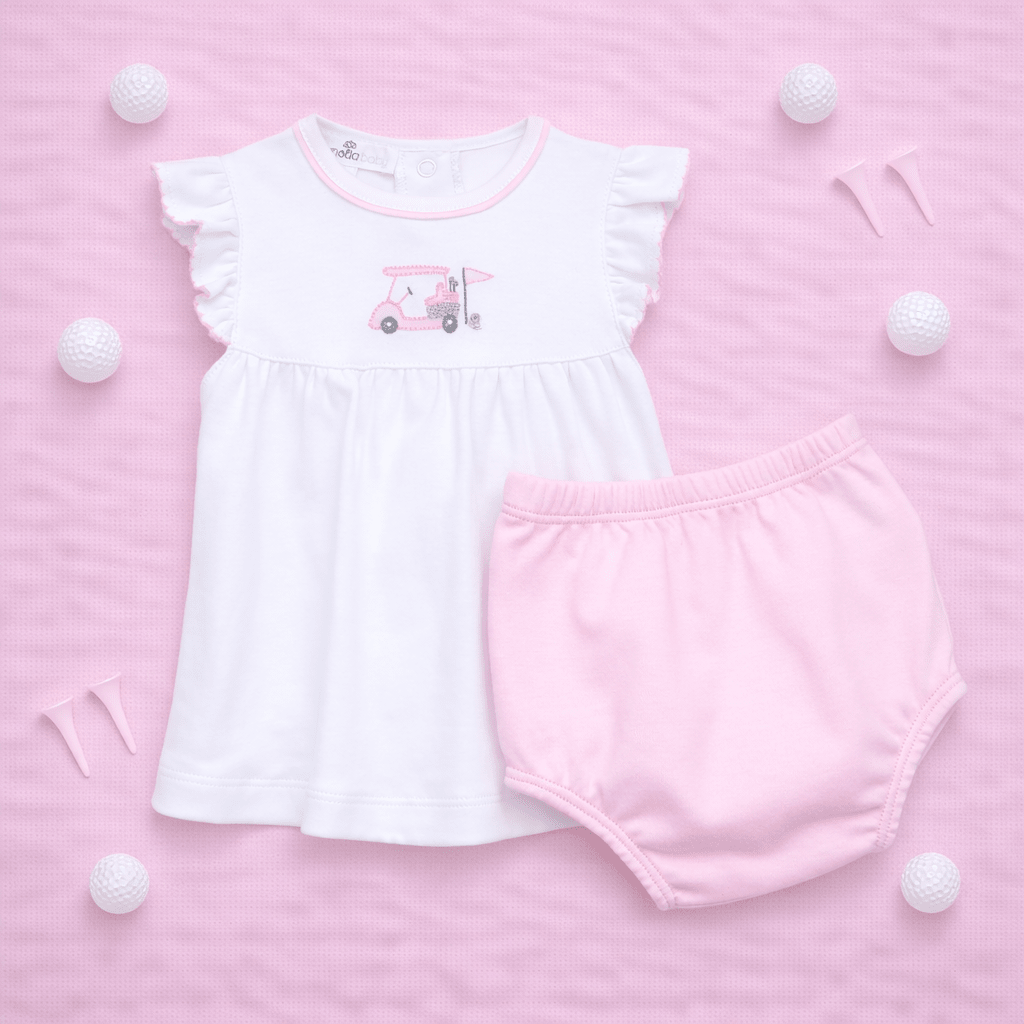 Little Golfer Ruffle Diaper Cover Set - Pink - Magnolia BabyDiaper Cover