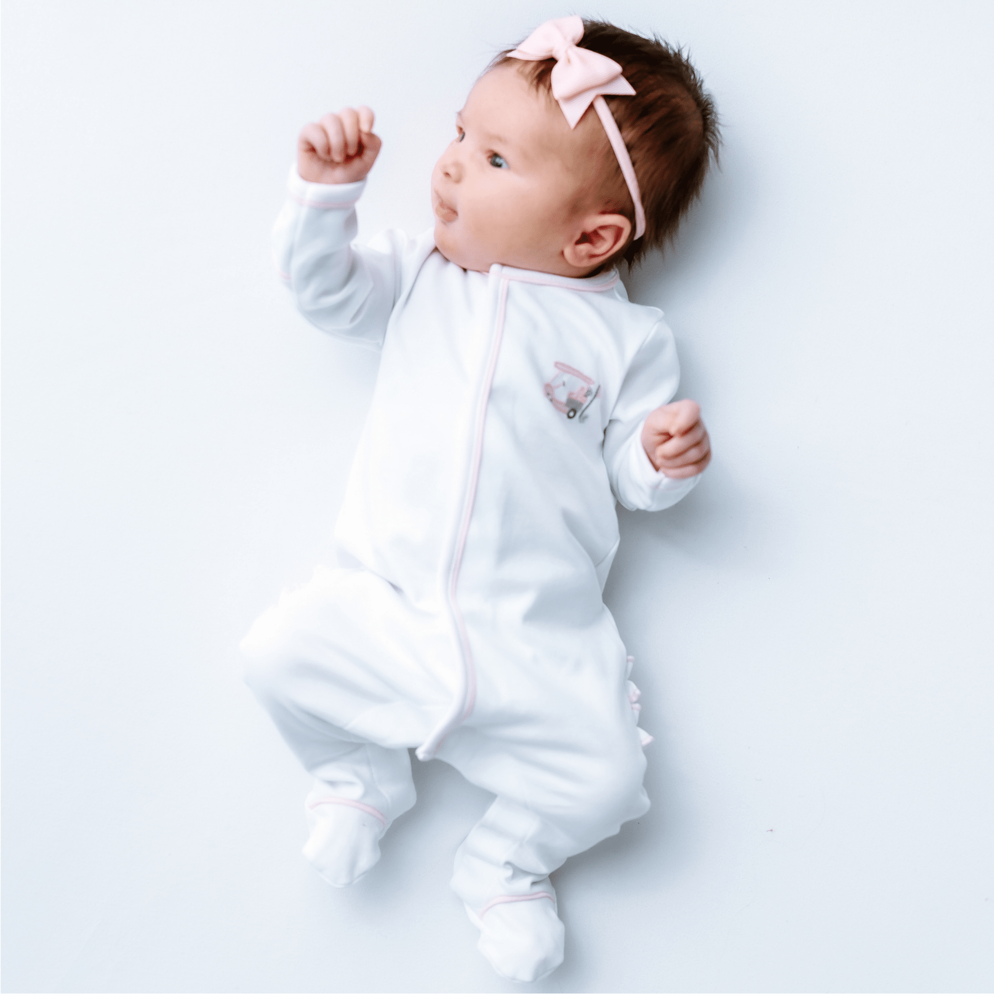 Little Golfer Ruffle Footie - Pink - Magnolia BabyFootie