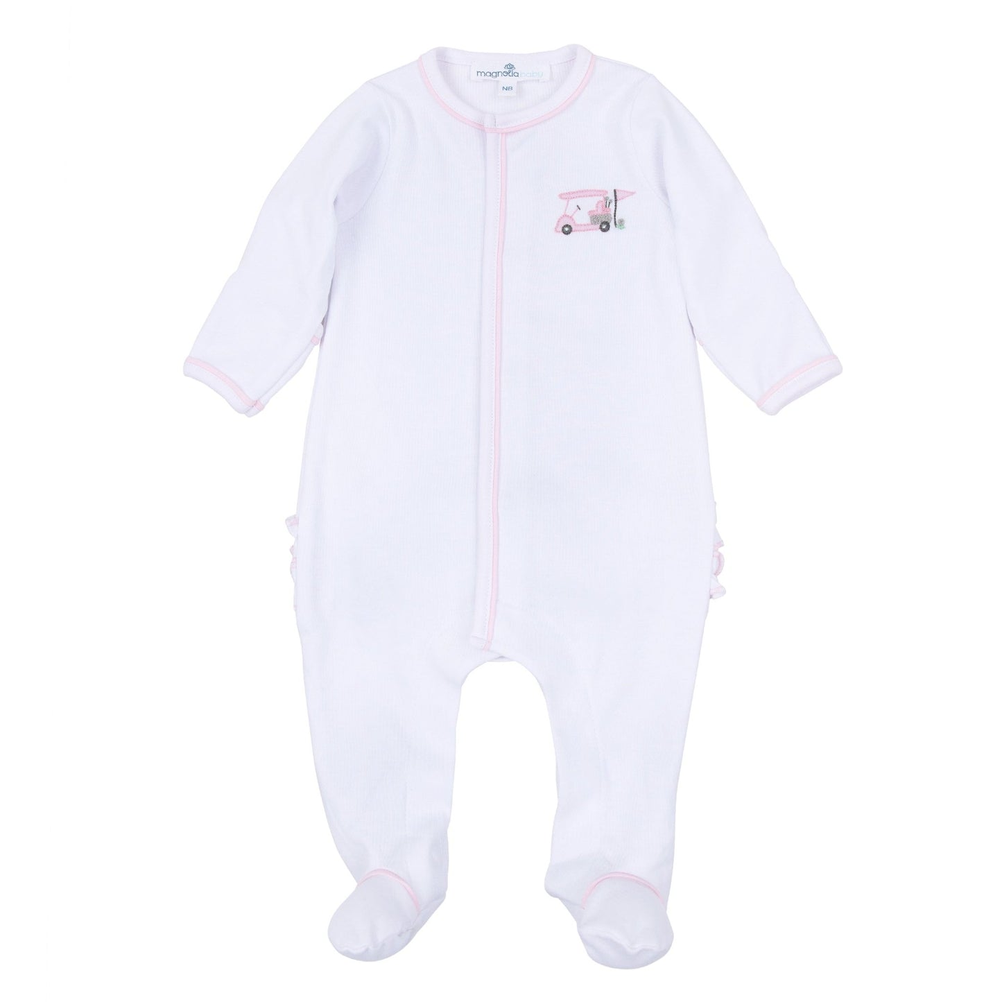 Little Golfer Ruffle Footie - Pink - Magnolia BabyFootie