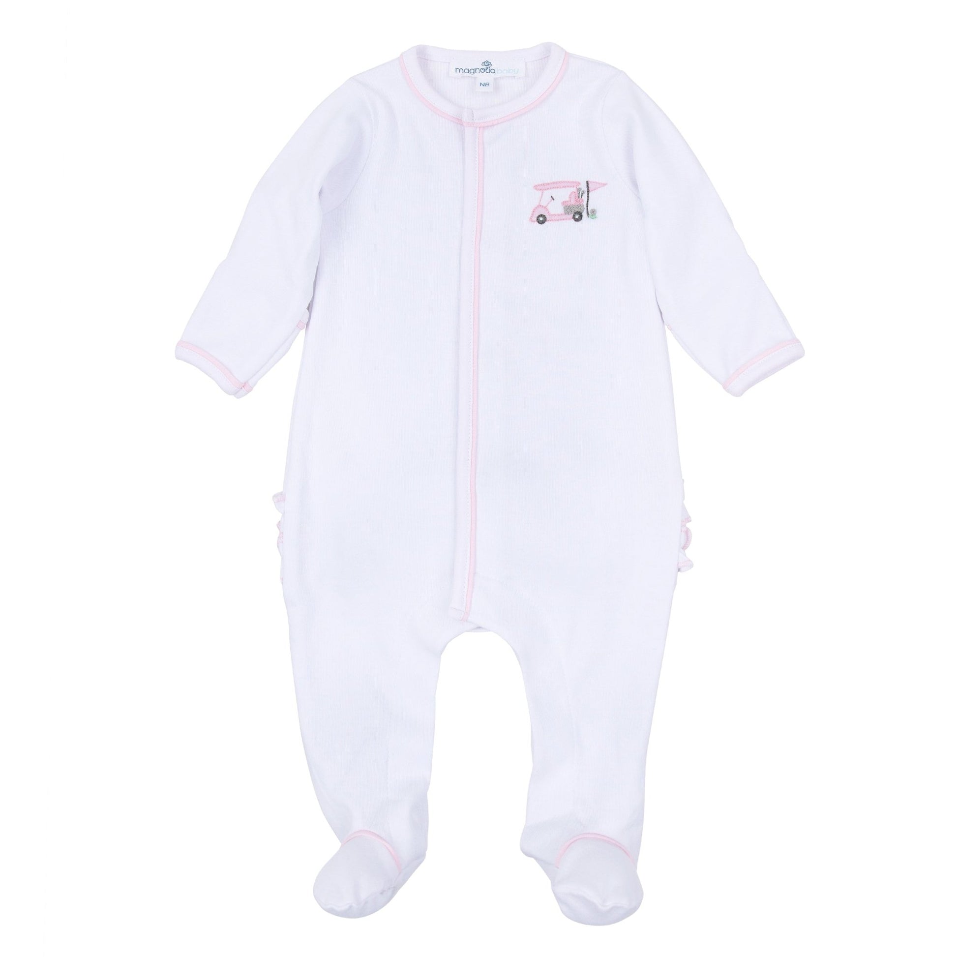 Little Golfer Ruffle Footie - Pink - Magnolia BabyFootie