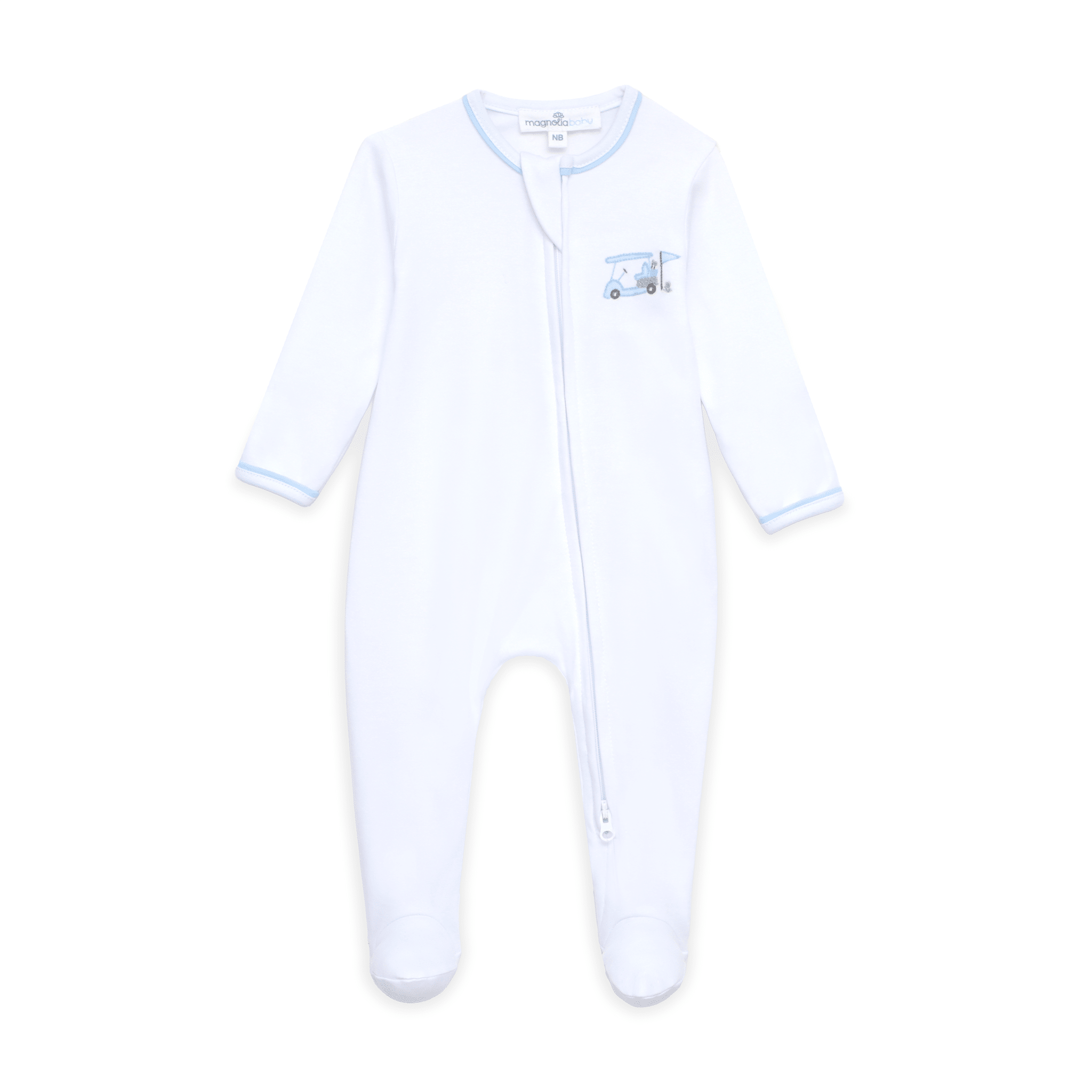 Little Golfer Zip Footie - Light Blue - Magnolia BabyFootie