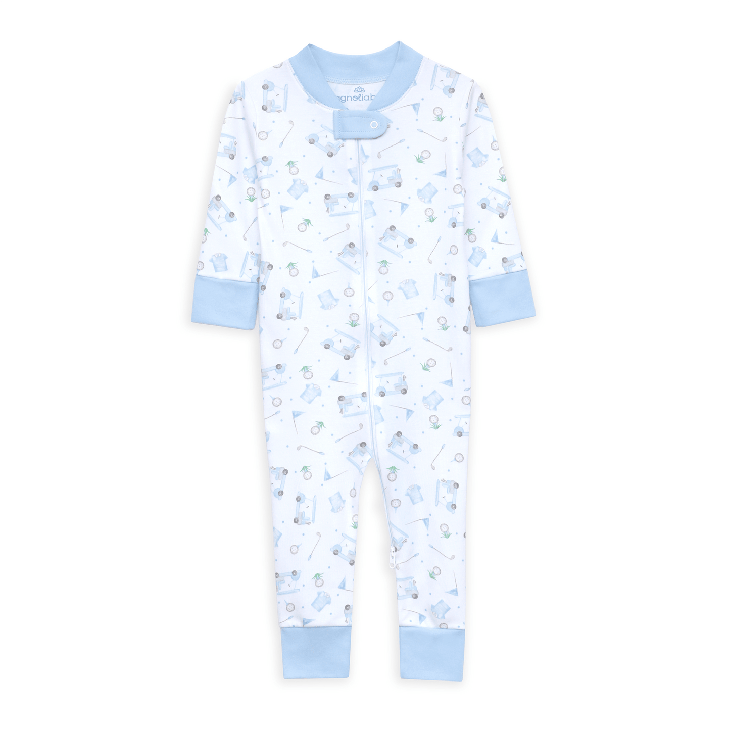Little Golfer Zip Pajamas - Light Blue - Magnolia BabyZipper Pajamas