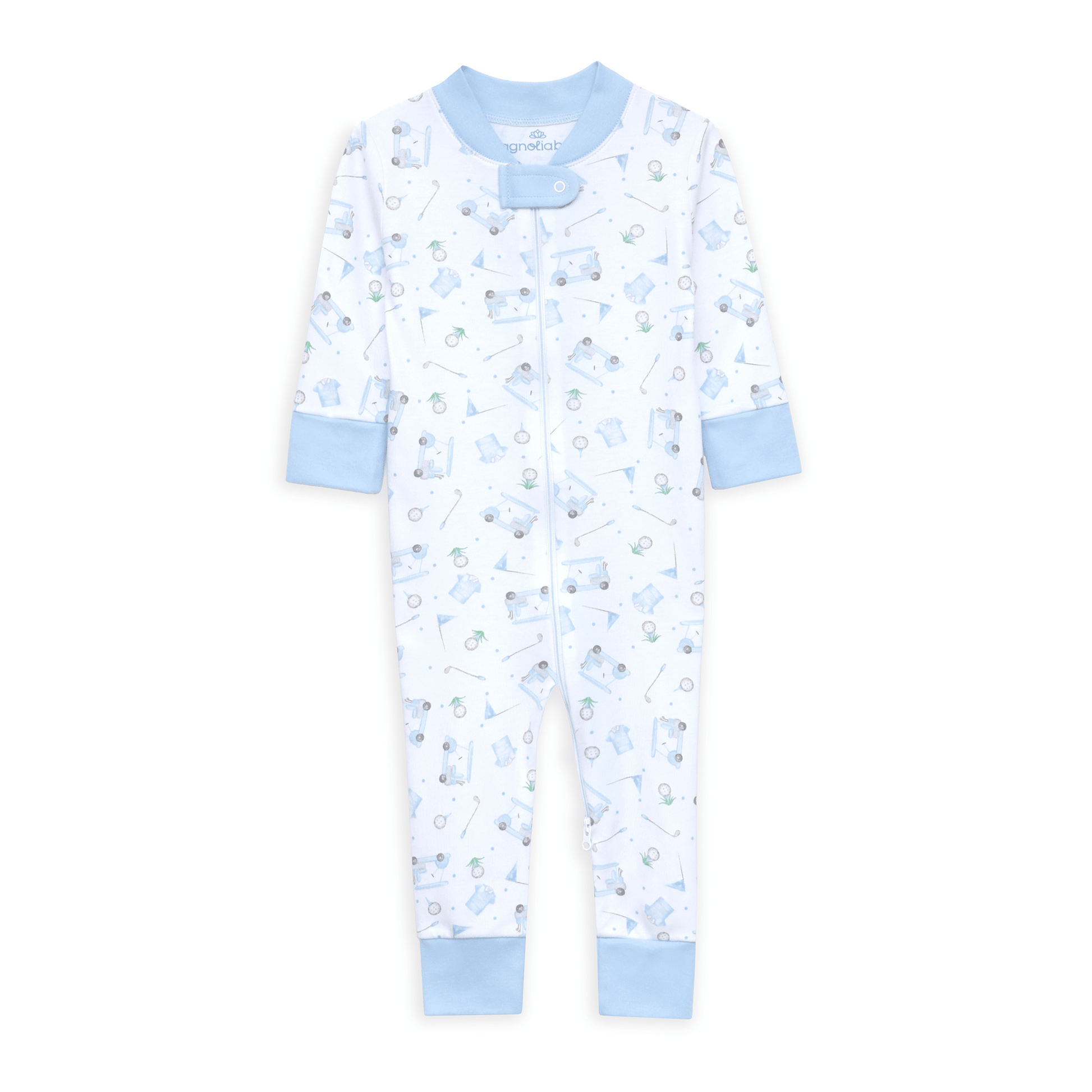 Little Golfer Zip Pajamas - Light Blue - Magnolia BabyZipper Pajamas