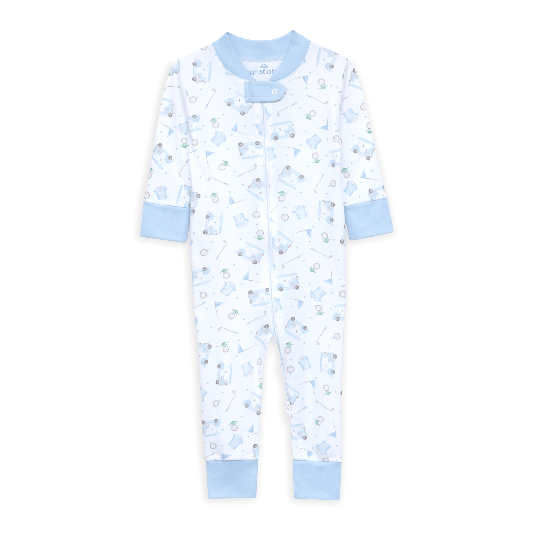 Little Golfer Zip Pajamas - Light Blue - Magnolia BabyZipper Pajamas