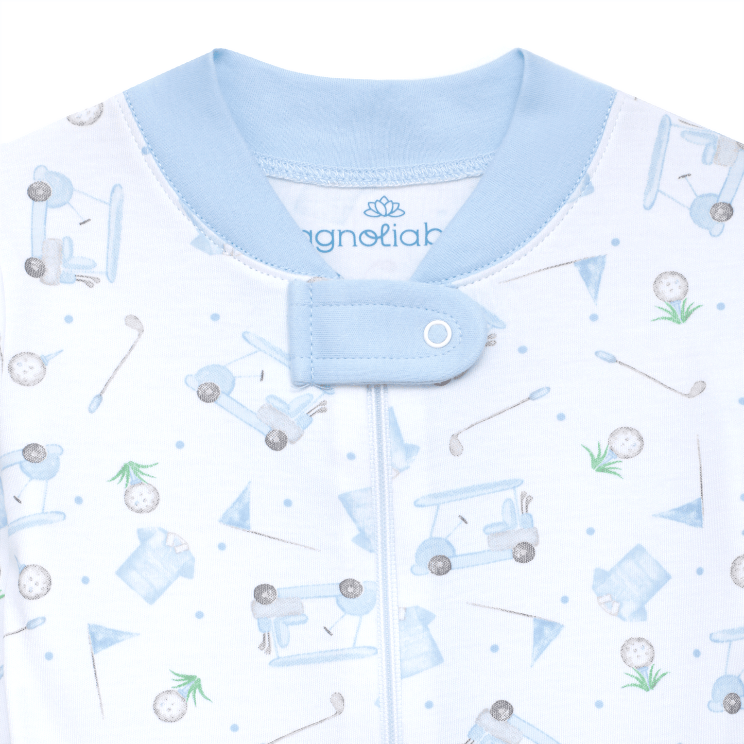 Little Golfer Zip Pajamas - Light Blue - Magnolia BabyZipper Pajamas