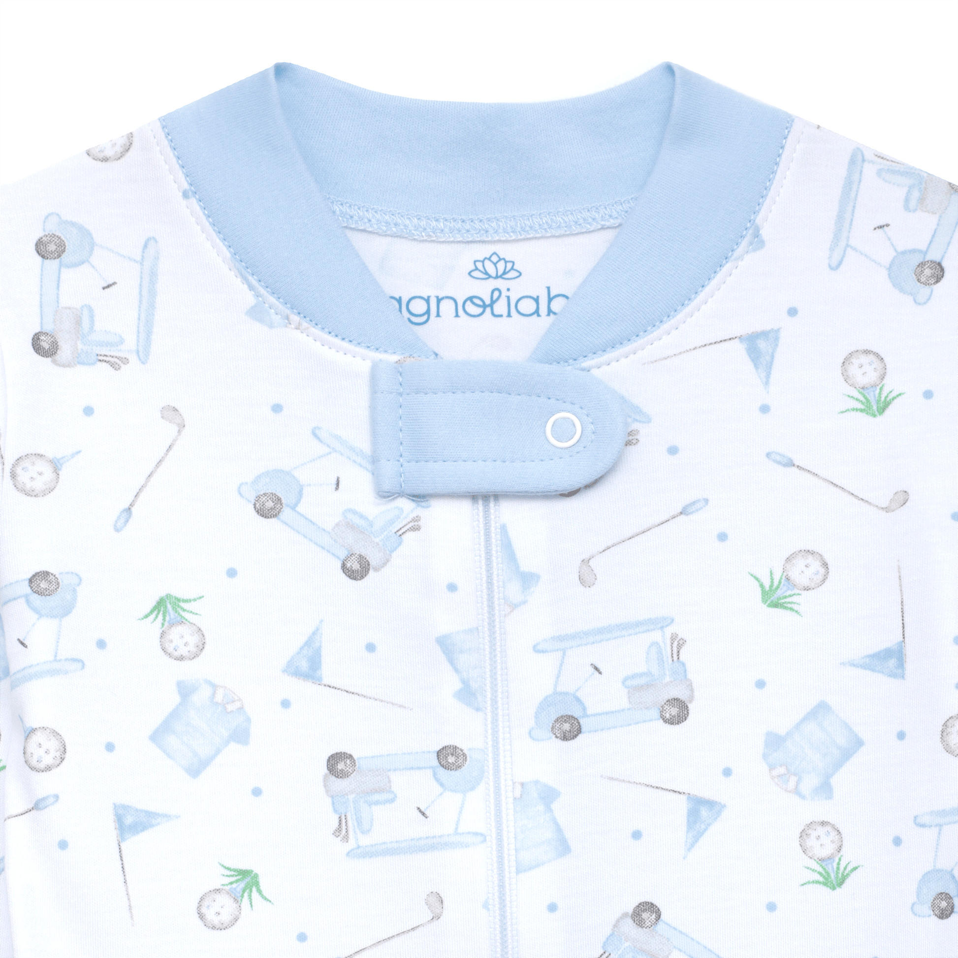 Little Golfer Zip Pajamas - Light Blue - Magnolia BabyZipper Pajamas