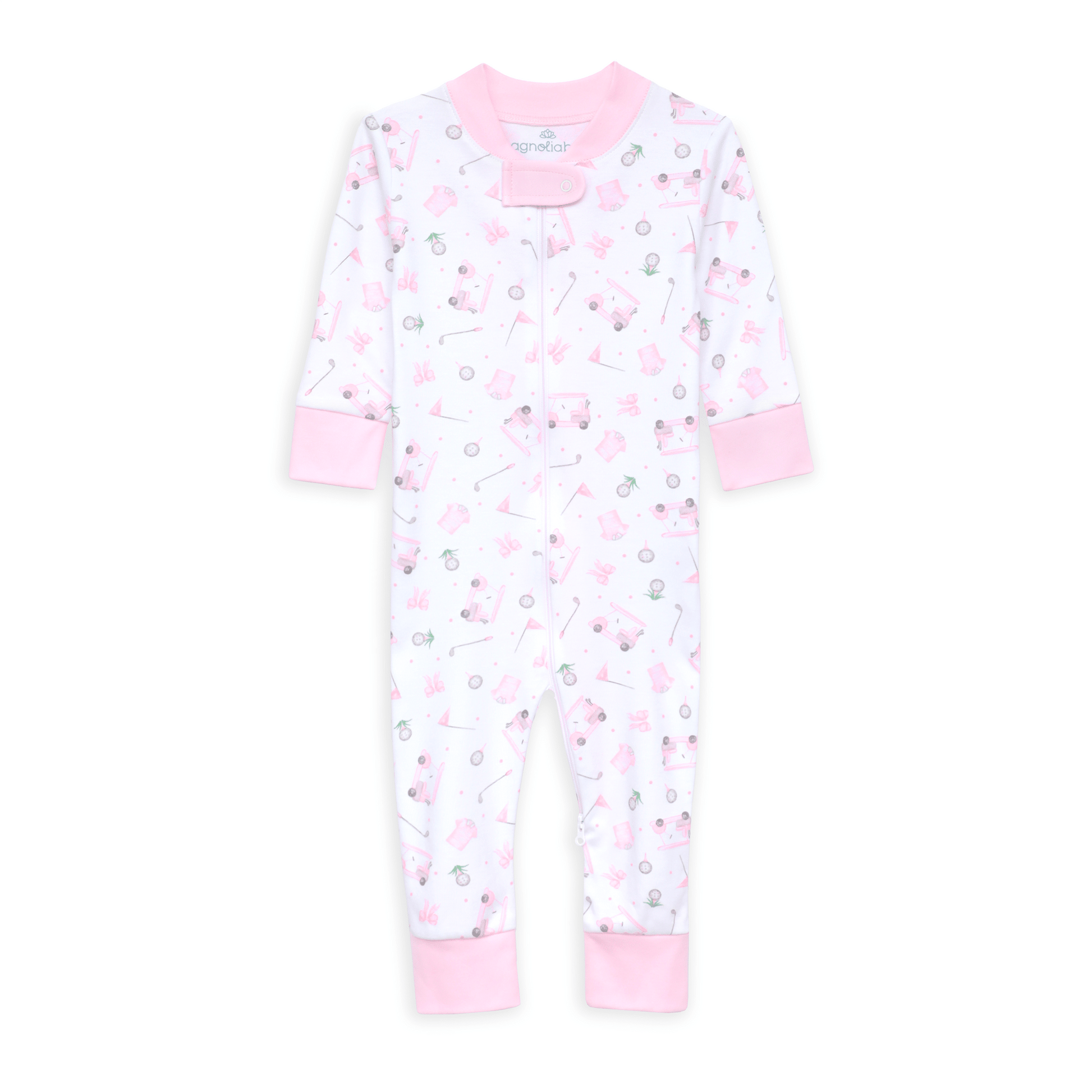 Little Golfer Zip Pajamas - Pink - Magnolia BabyZipper Pajamas