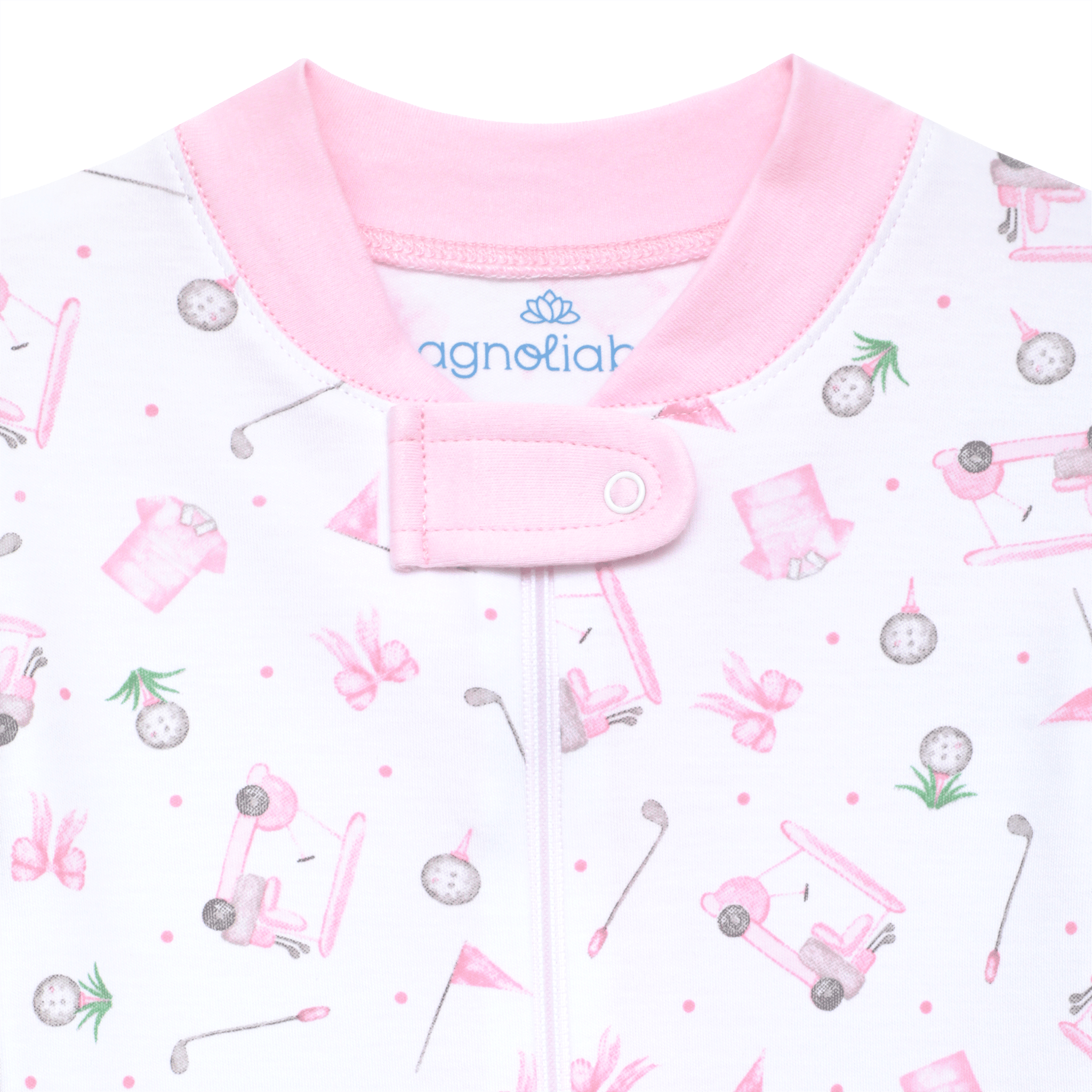 Little Golfer Zip Pajamas - Pink - Magnolia BabyZipper Pajamas