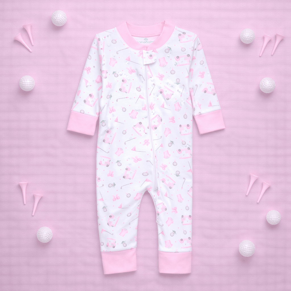 Little Golfer Zip Pajamas - Pink - Magnolia BabyZipper Pajamas