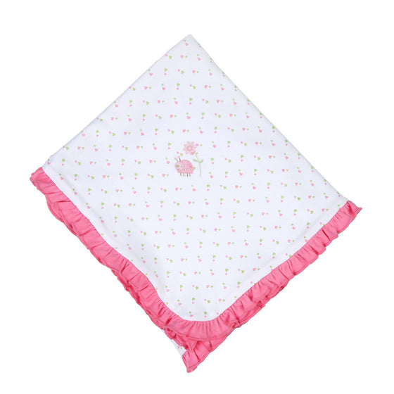 Little Lovebug Embroidered Ruffle Receiving Blanket - Magnolia BabyReceiving Blanket