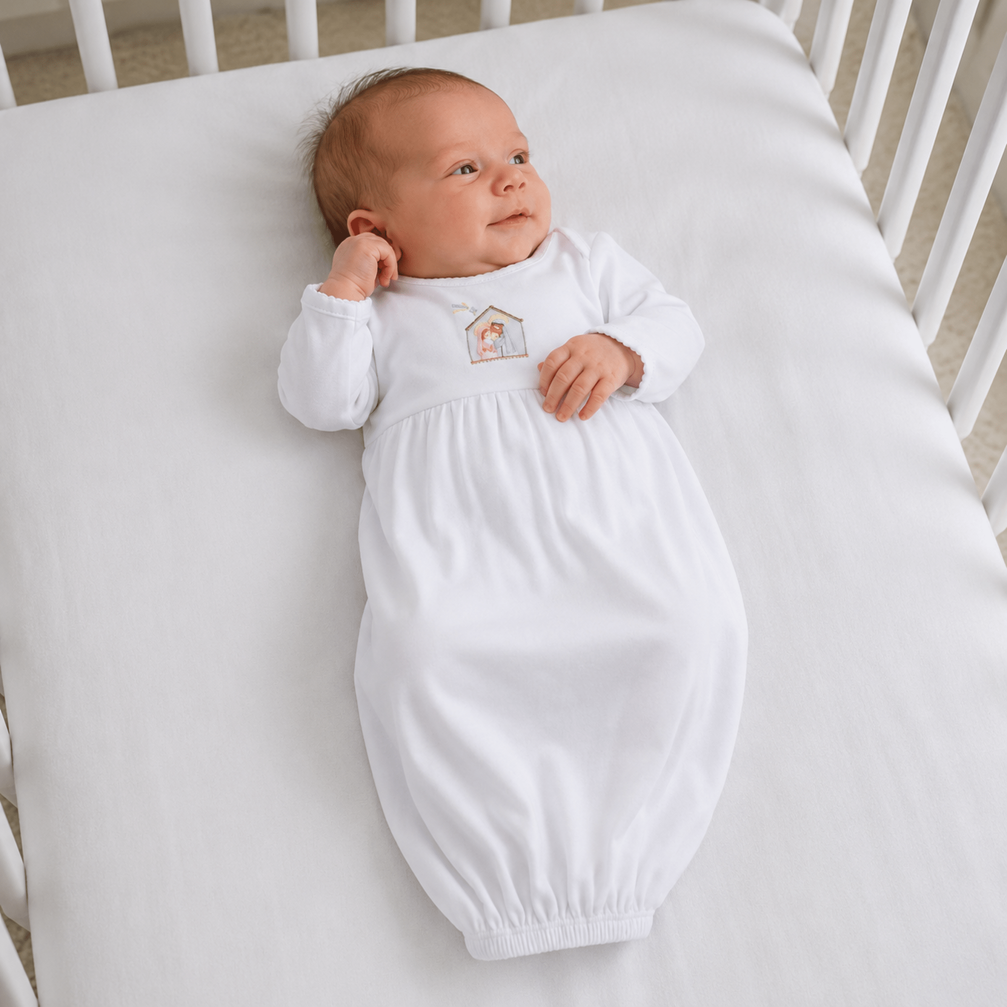 Magnolia Baby_Little Manger Hand-Embroidered Gathered Gown_1