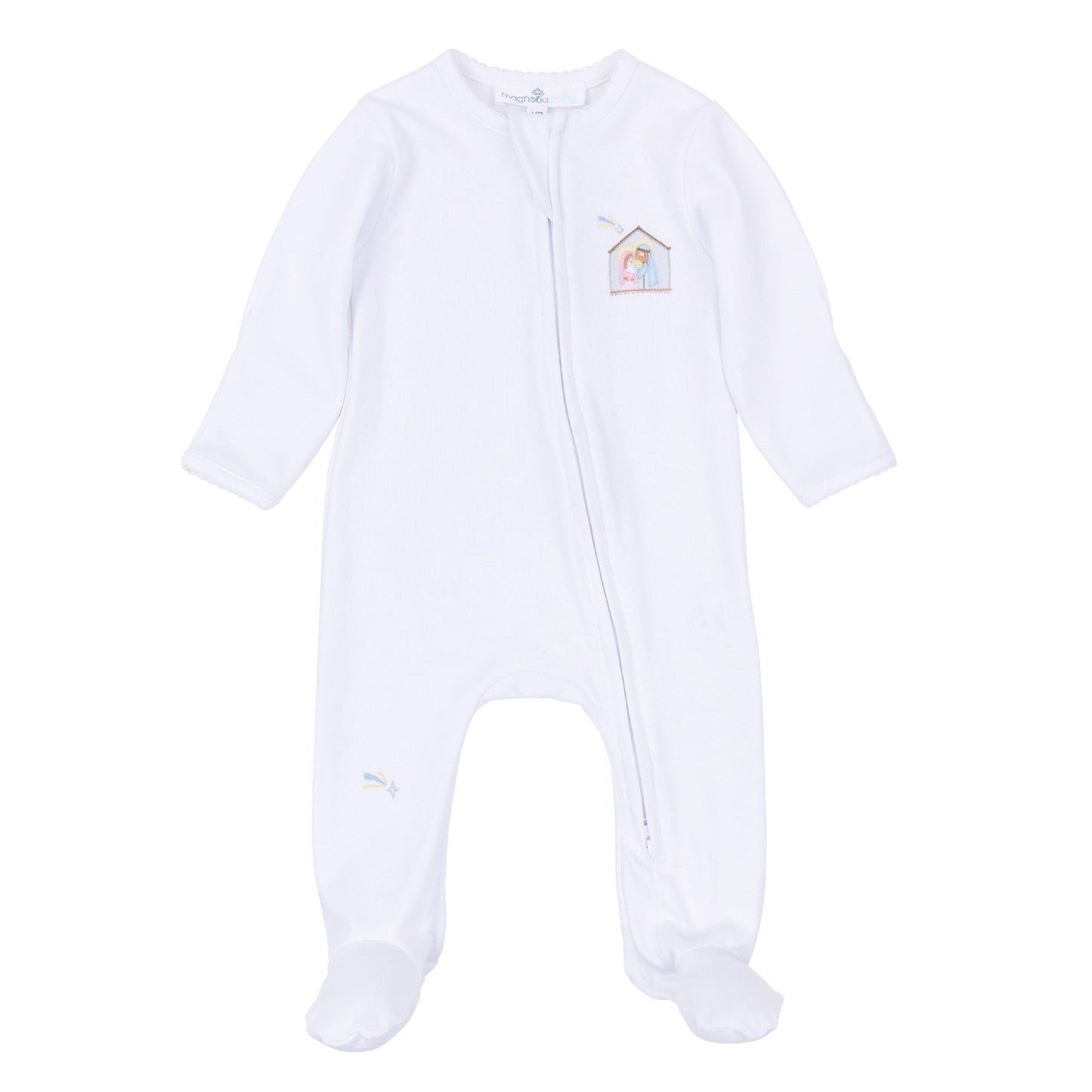 Magnolia Baby_Little Manger Hand-Embroidered Zip Footie_2