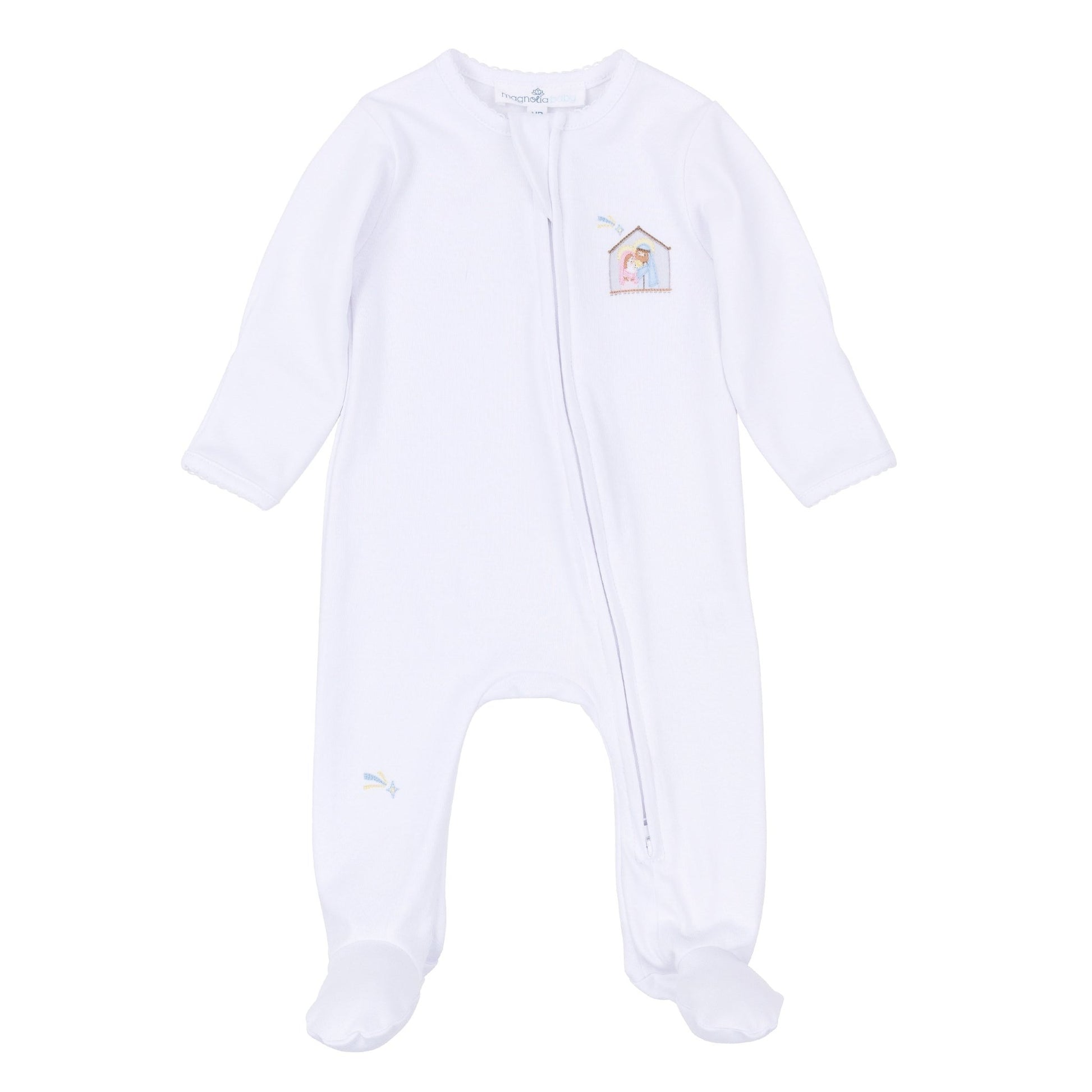 Magnolia Baby_Little Manger Hand-Embroidered Zip Footie_2