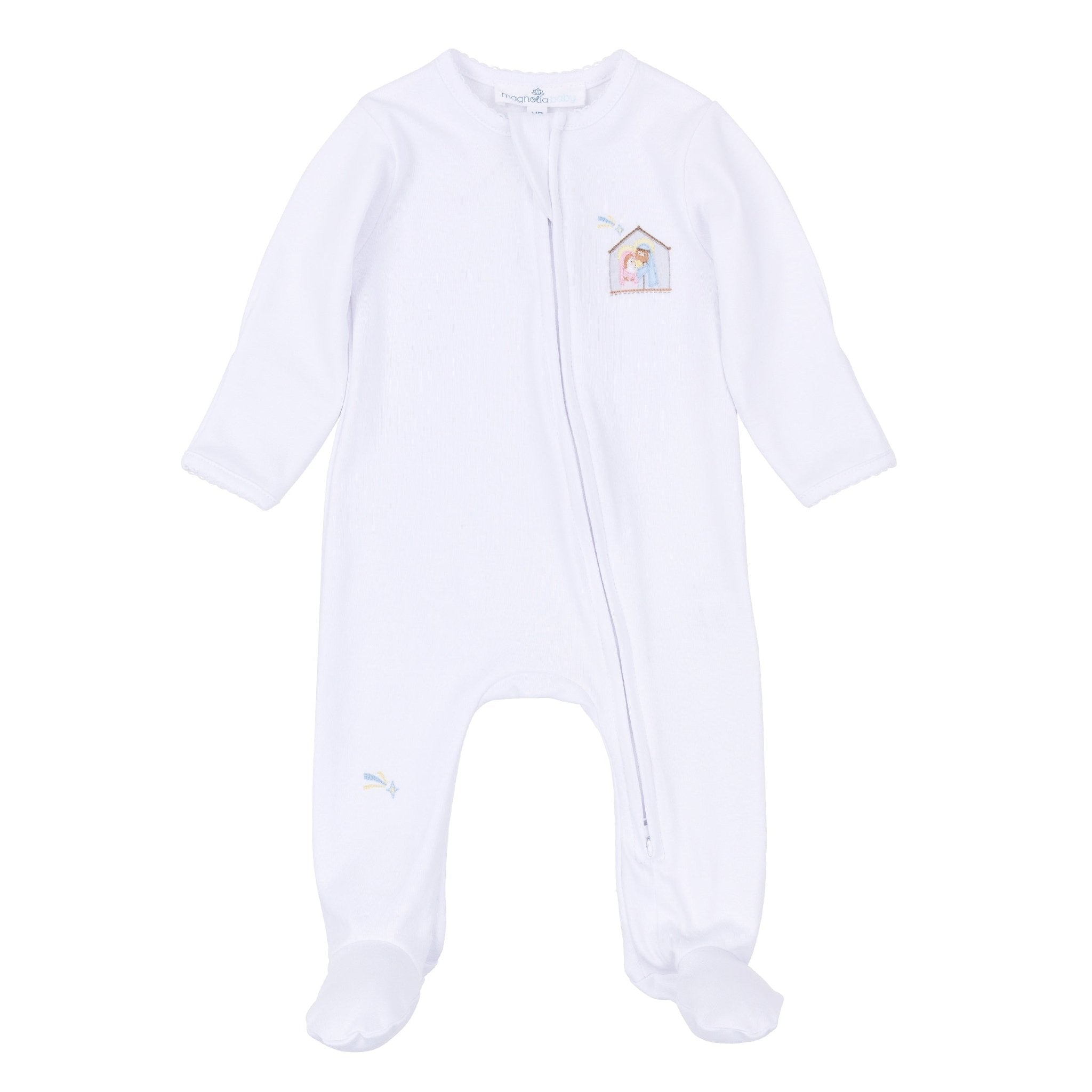 Magnolia Baby_Little Manger Hand-Embroidered Zip Footie_2