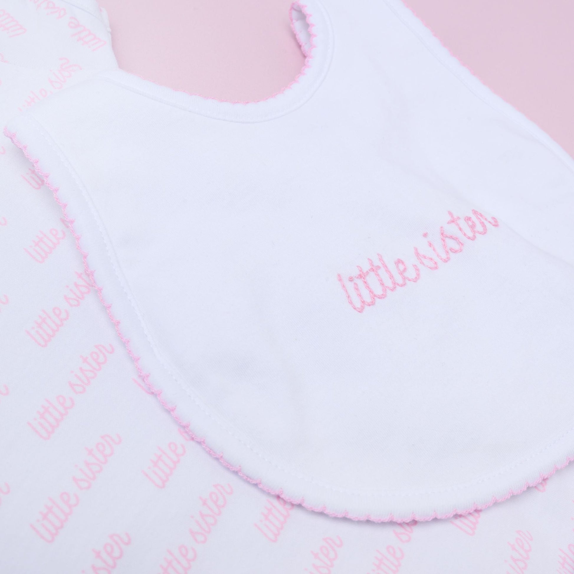 Little Sister Embroidered Bib - Magnolia Baby Bib