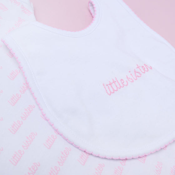 Little Sister Embroidered Bib - Magnolia BabyBib