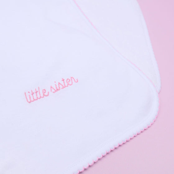 Little Sister Embroidered Burp Cloth - Magnolia BabyBurp Cloth