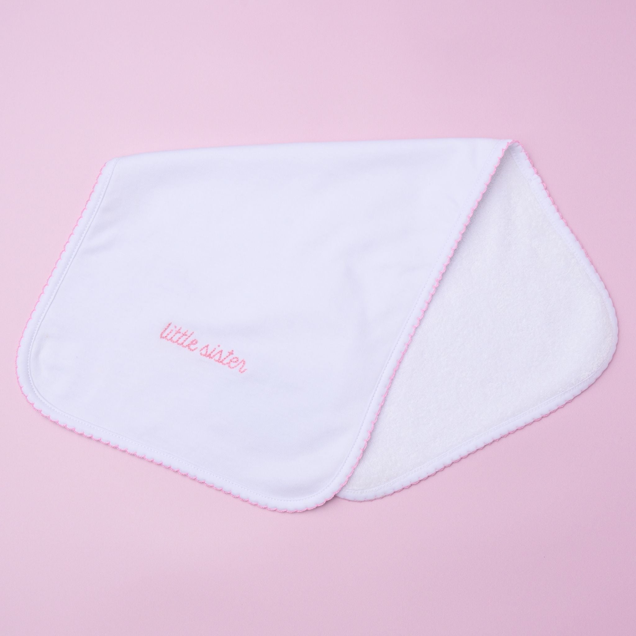 Little Sister Embroidered Burp Cloth - Magnolia Baby Burp Cloth