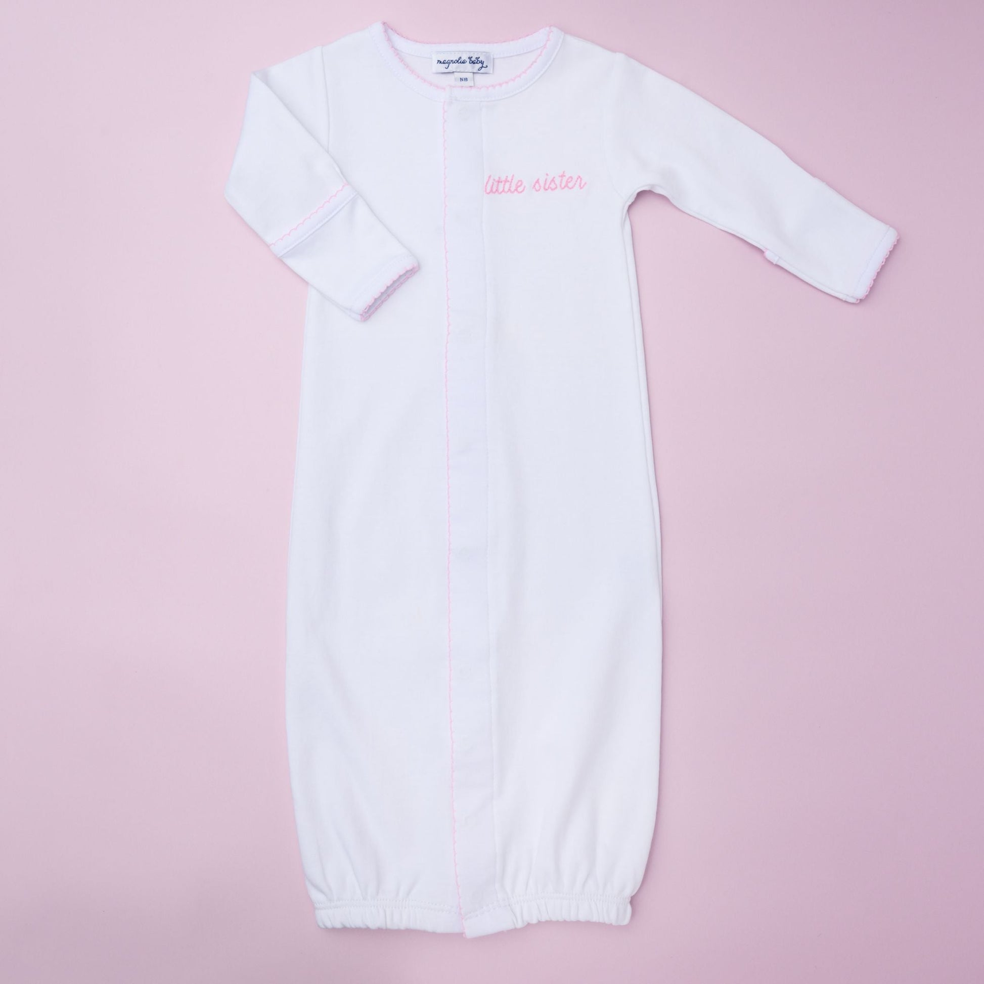 Little Sister Embroidered Converter - Magnolia Baby Converter Gown