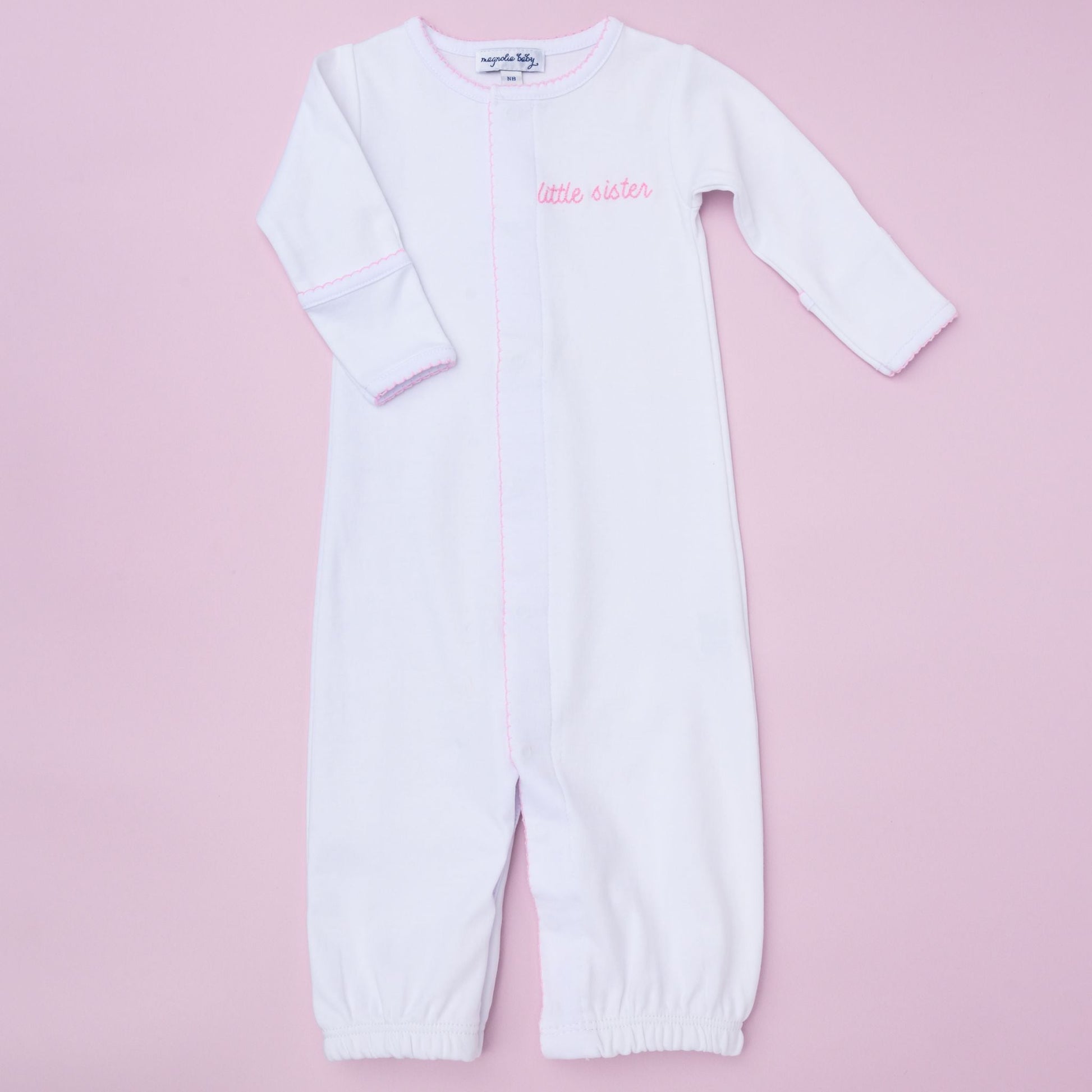 Little Sister Embroidered Converter - Magnolia Baby Converter Gown