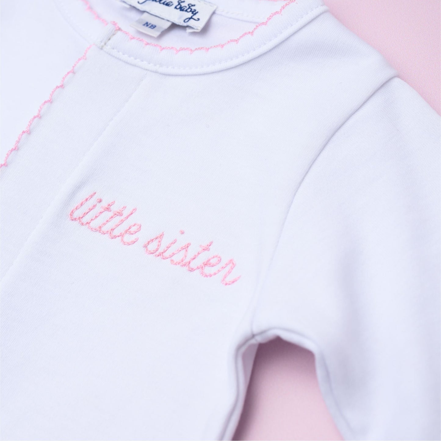 Little Sister Embroidered Footie - Magnolia Baby Footie